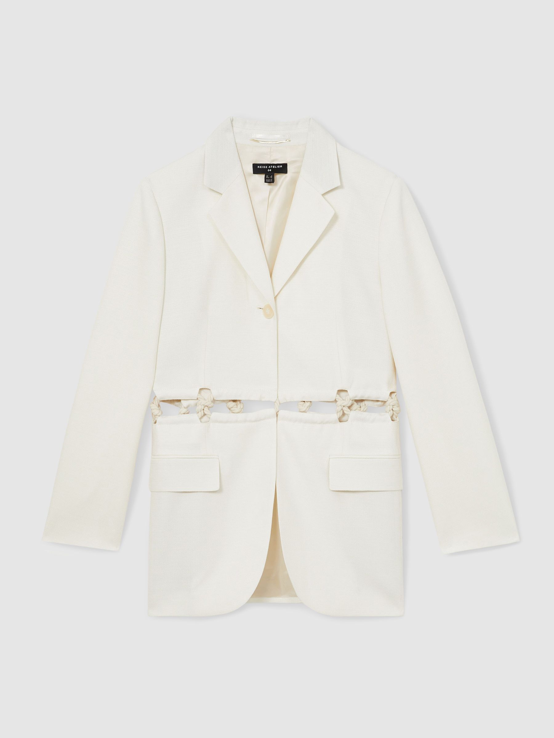 Atelier Rope-Detail Single-Breasted Blazer in White - Image 2 of 5