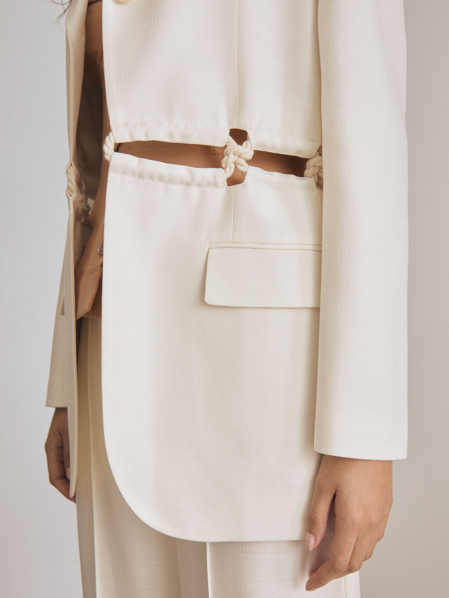 Atelier Rope-Detail Single-Breasted Blazer in White - Image 3 of 5