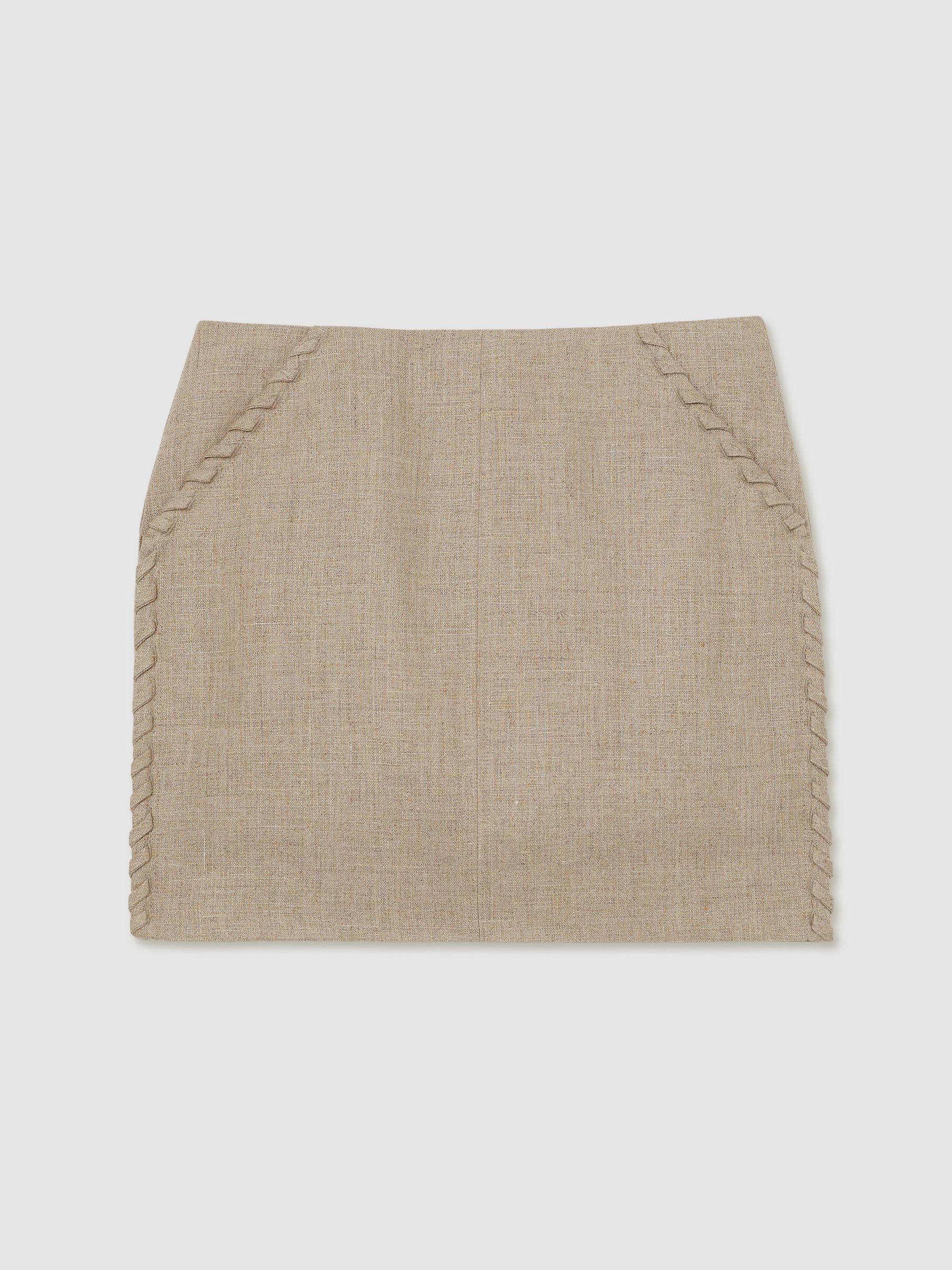 Linen Whipstitch Mini Skirt in Neutral - Image 2 of 6