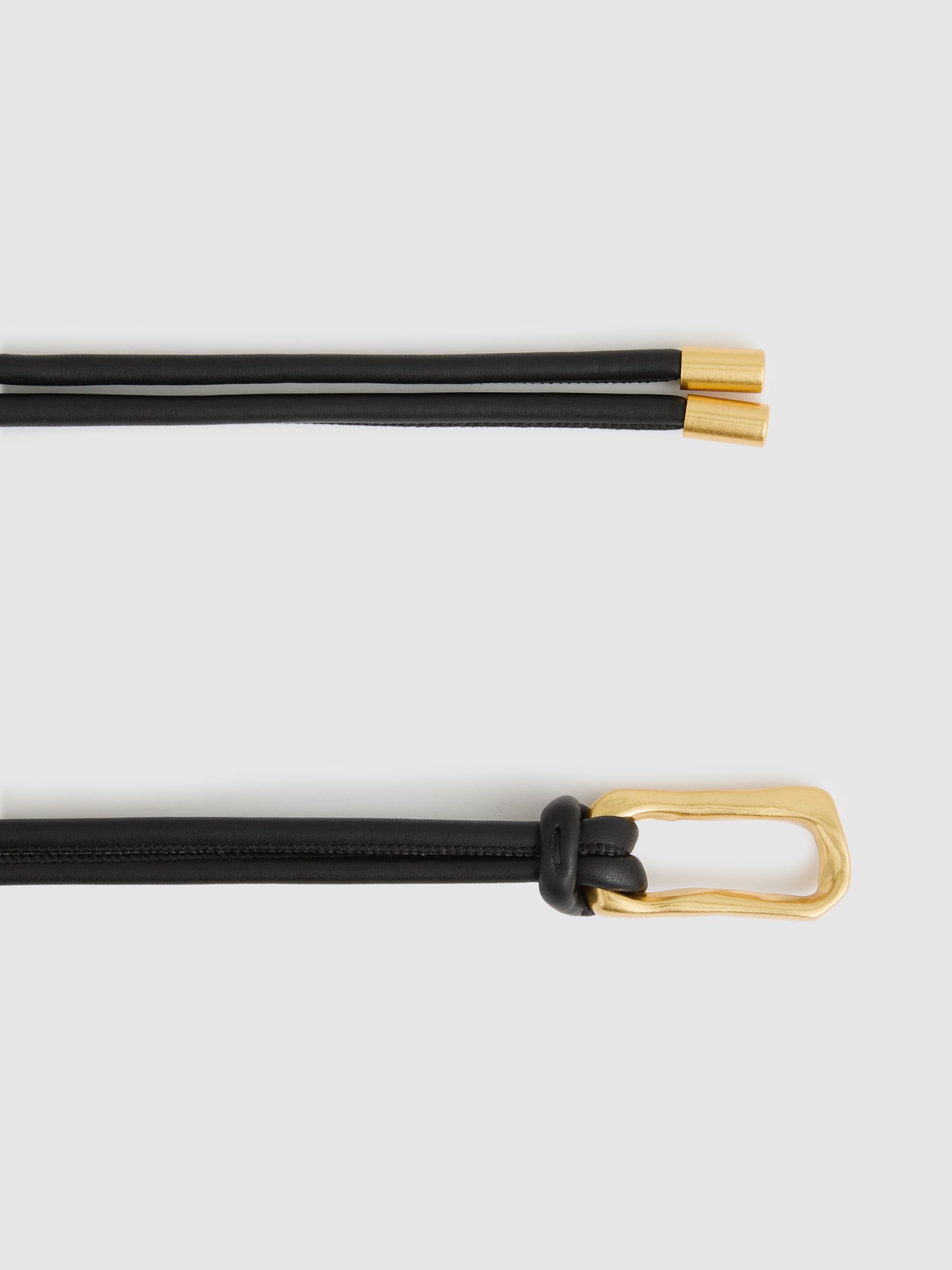Sculpted Buckle Tubular Tie Belt in Black - Image 3 of 4