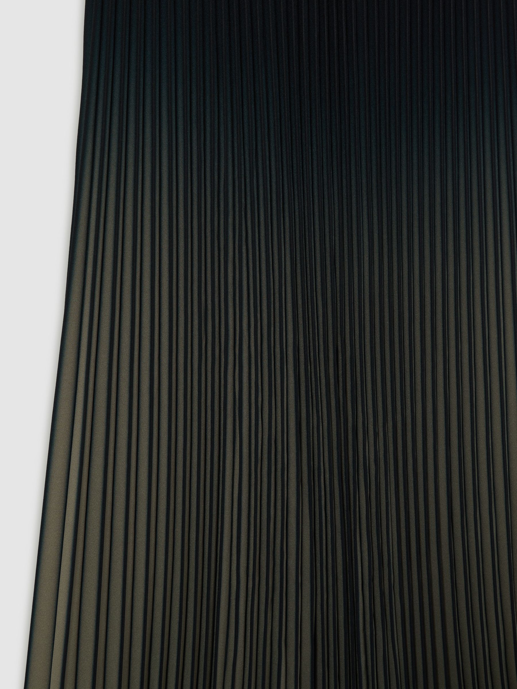 Ombré Pleated Midi Skirt in Khaki/Black - Image 6 of 6