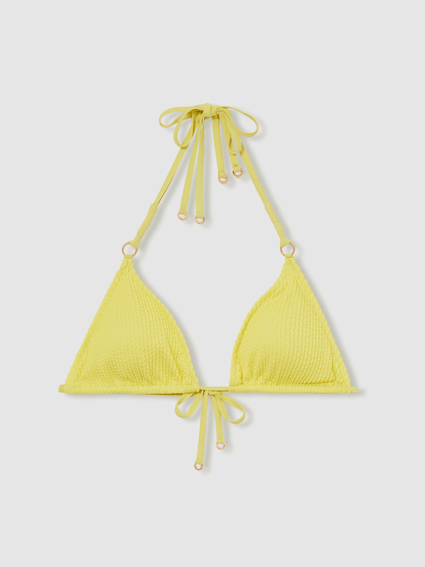Crinkle Triangle Bikini Top in Lemon Yellow - Image 2 of 6