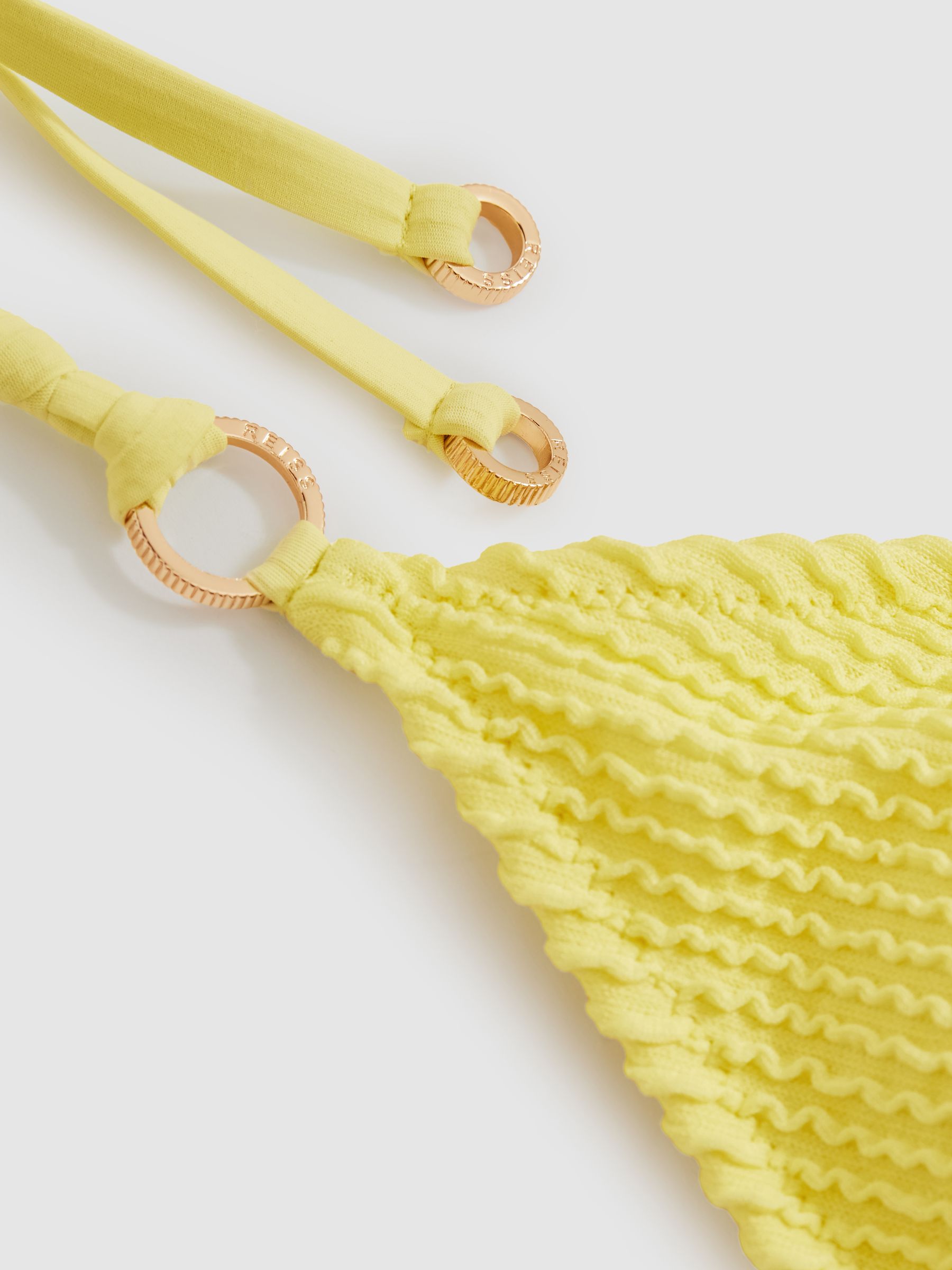 Crinkle Triangle Bikini Top in Lemon Yellow - Image 6 of 6