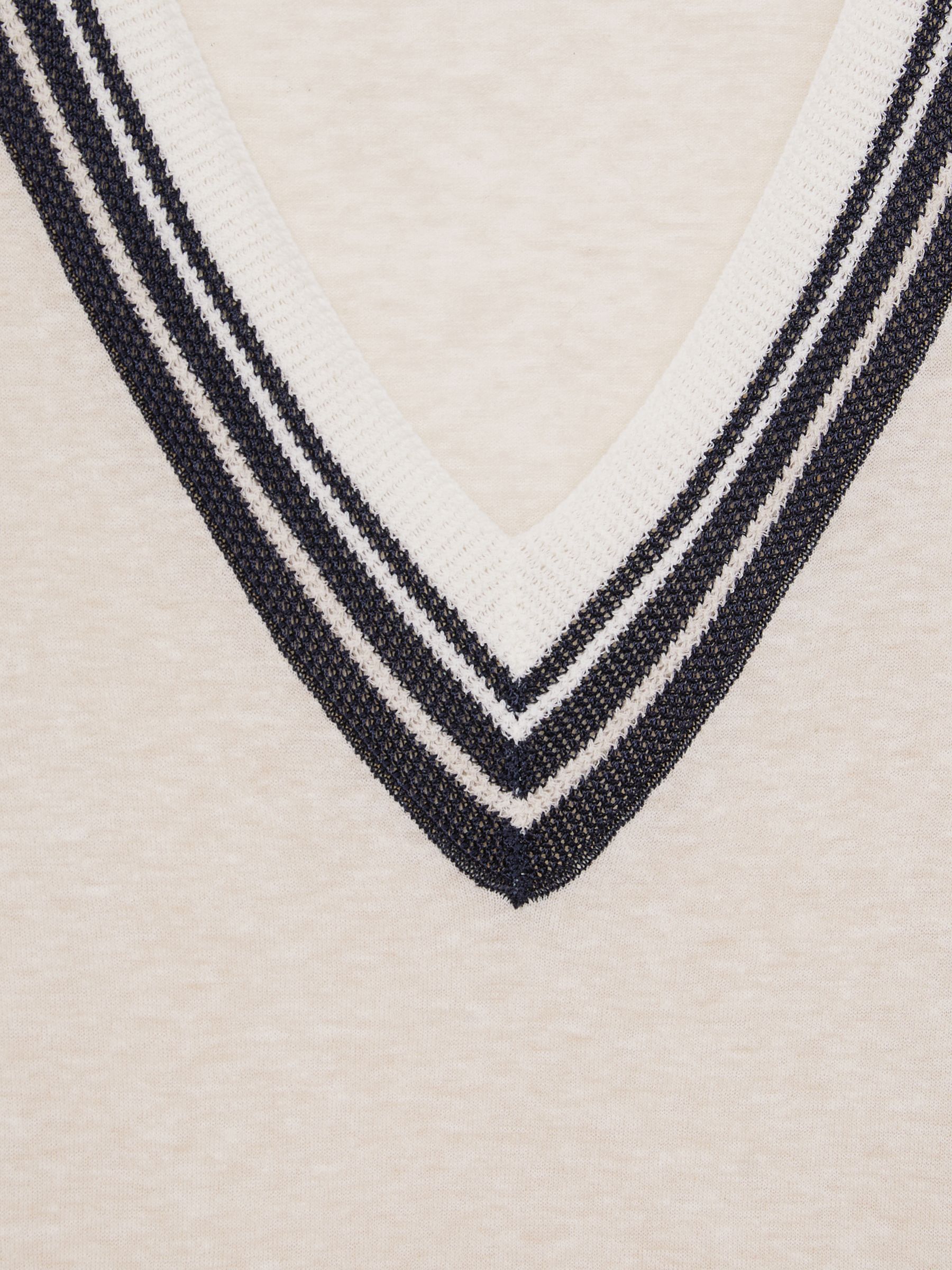 V-Neck Fine-Knit Cricket Top with Linen in Neutral - Image 6 of 6