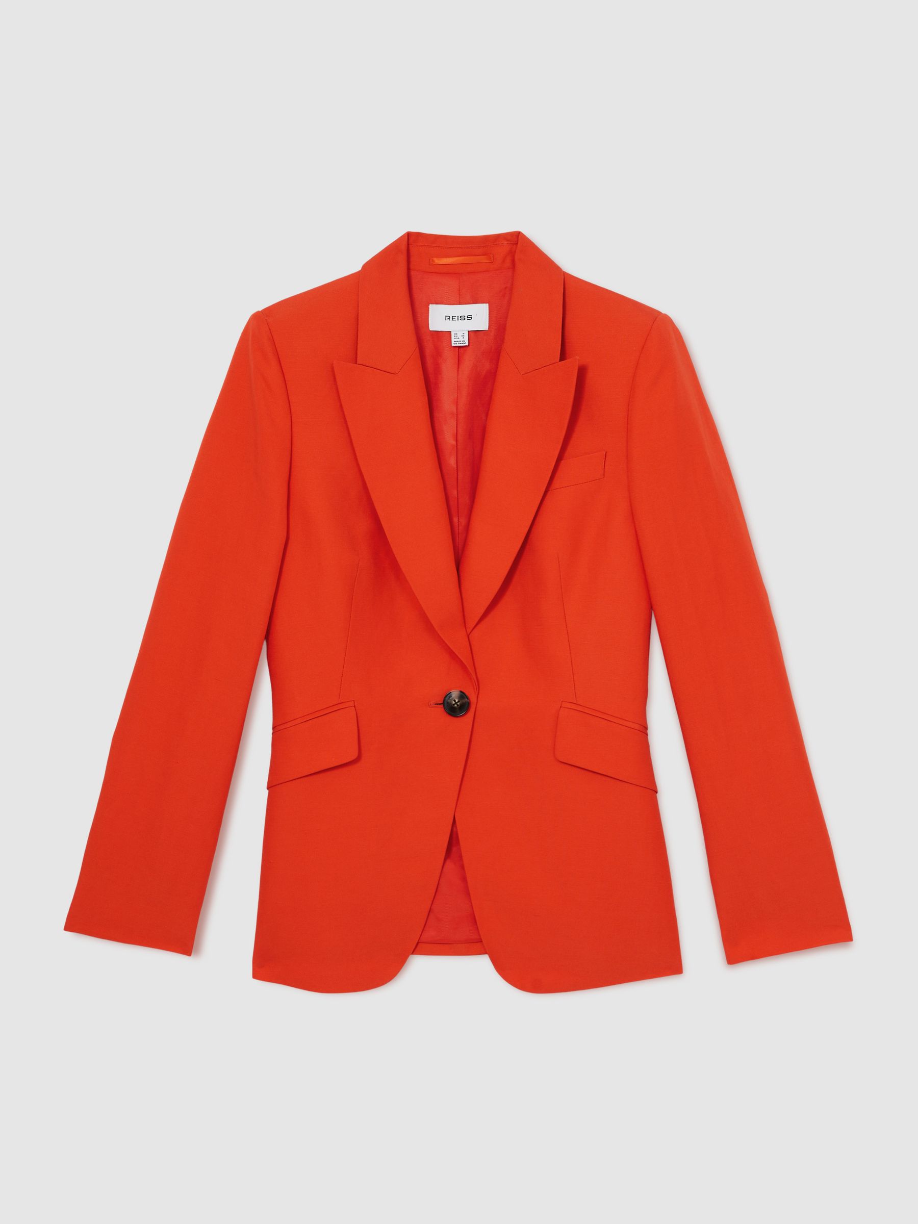 Single Breasted Suit Jacket With Linen in Orange - Image 2 of 7