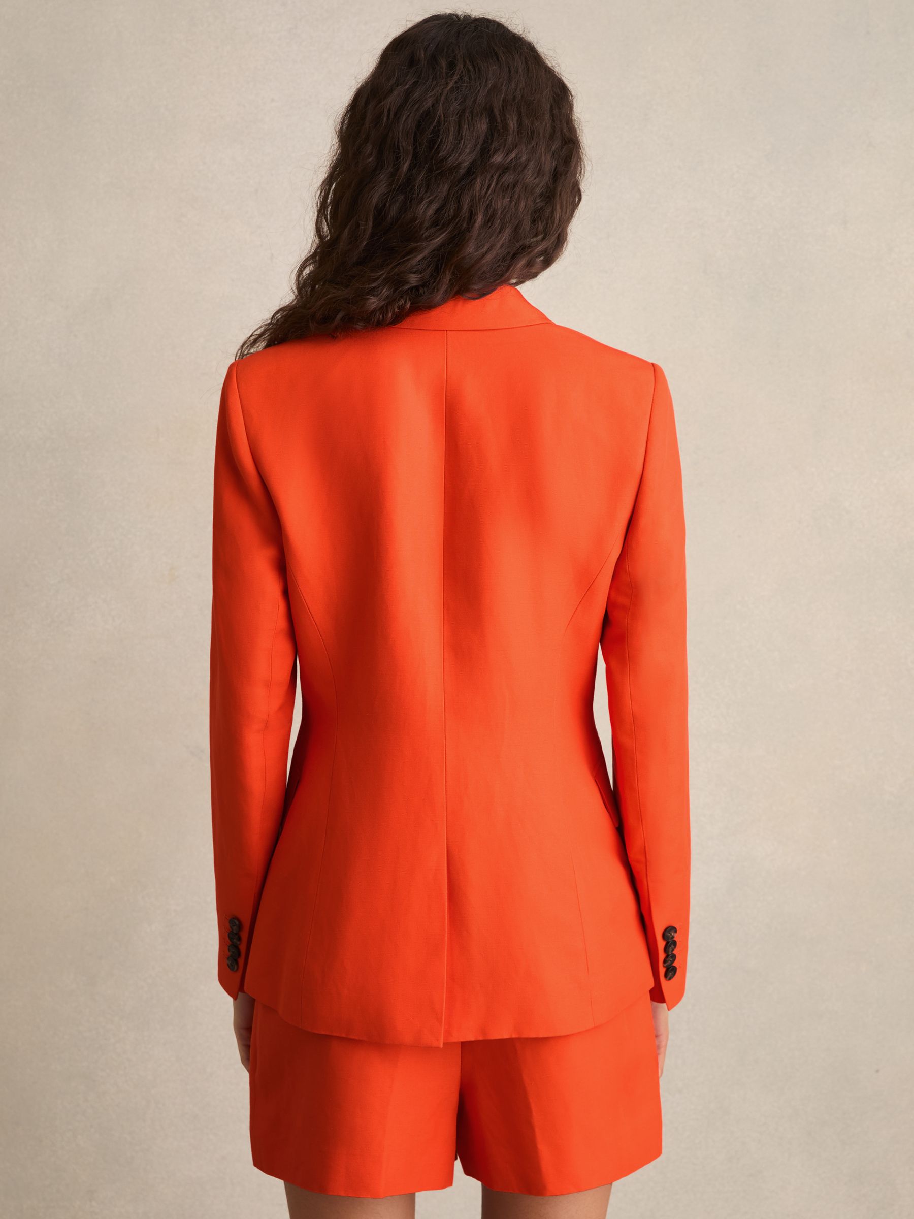 Single Breasted Suit Jacket With Linen in Orange - Image 6 of 7