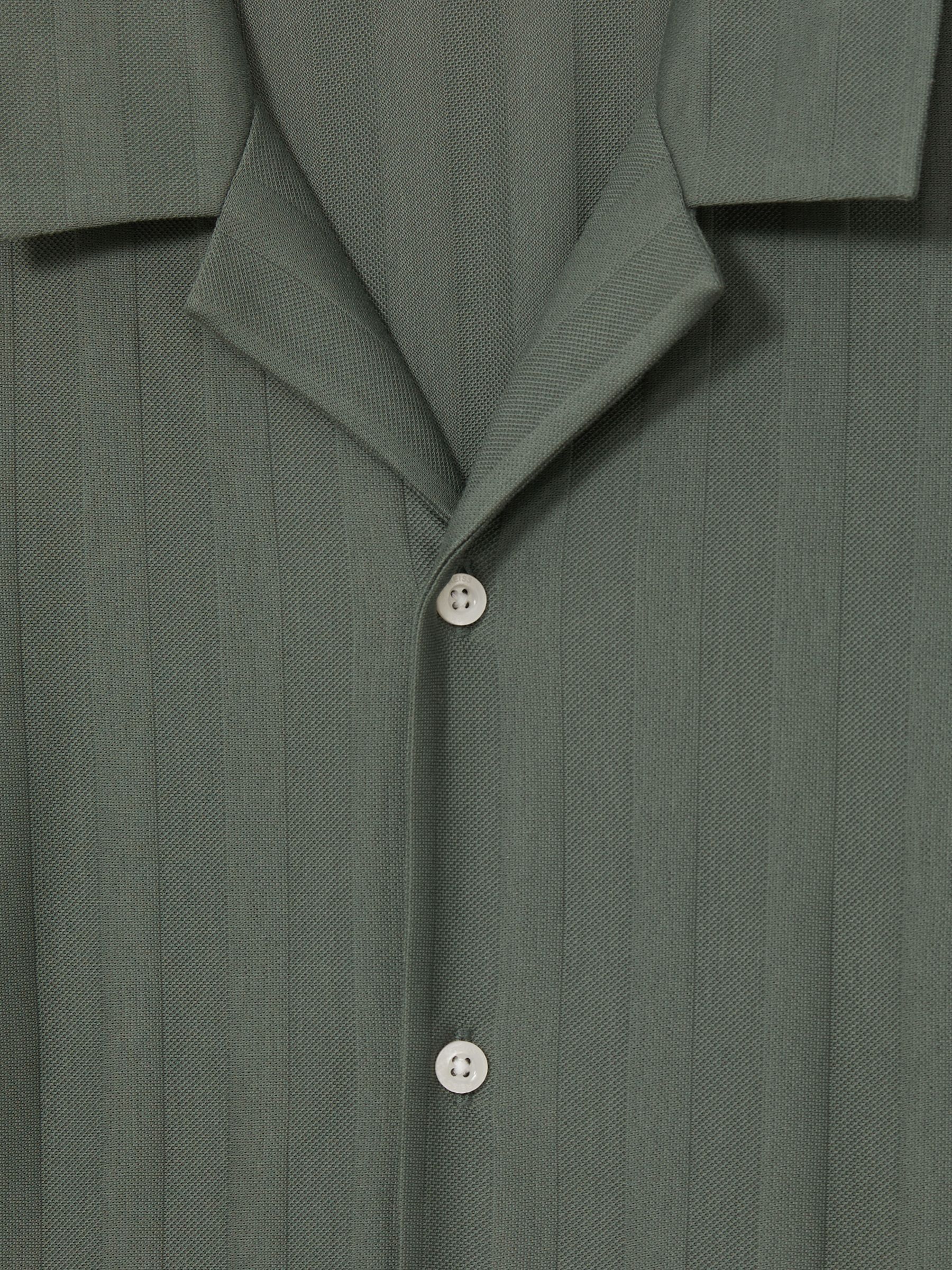 Cotton Textured Cuban-Collar Shirt in Sage - Image 6 of 6