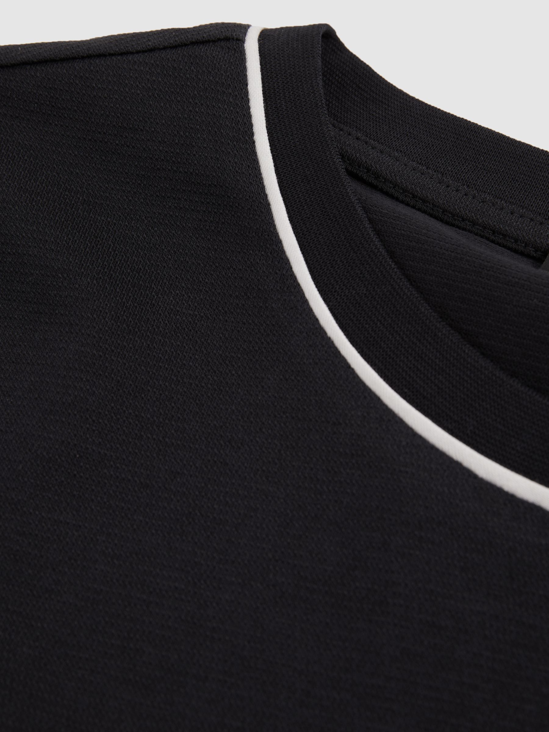 Cotton Piped-Trim T-Shirt in Navy - Image 5 of 5