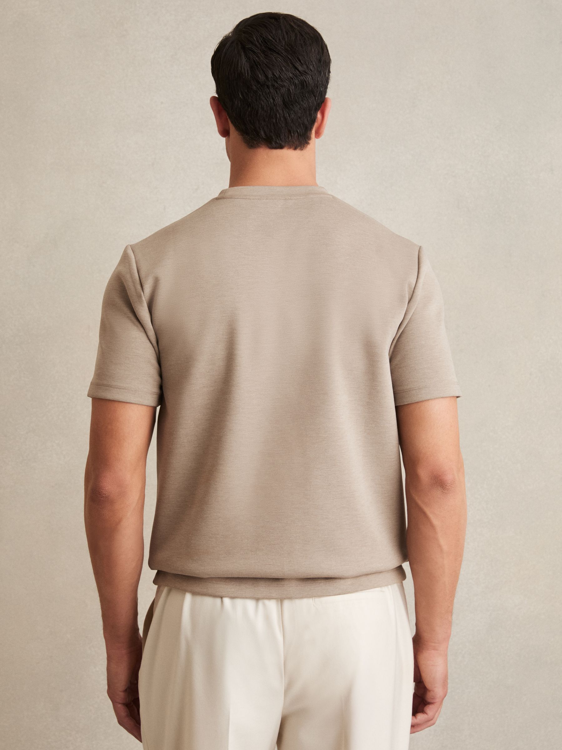 Interlock Jersey Crew Neck T-Shirt in Taupe Brown - Image 5 of 6
