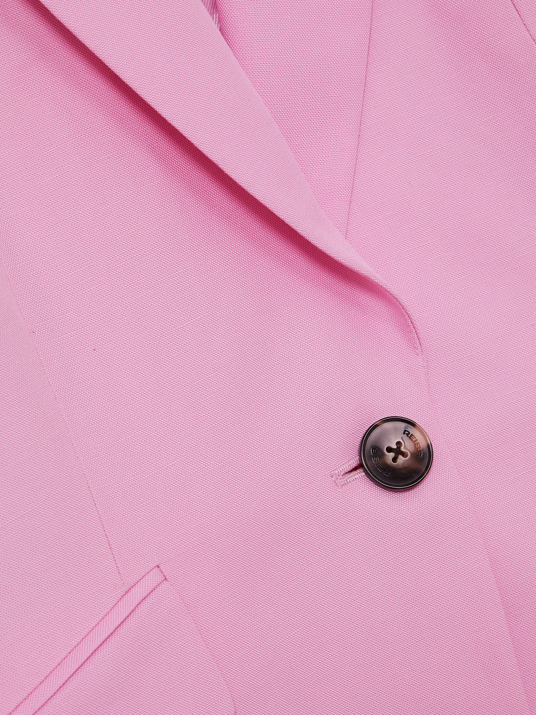 Petite Single Breasted Suit Jacket With Linen in Pink - Image 7 of 8