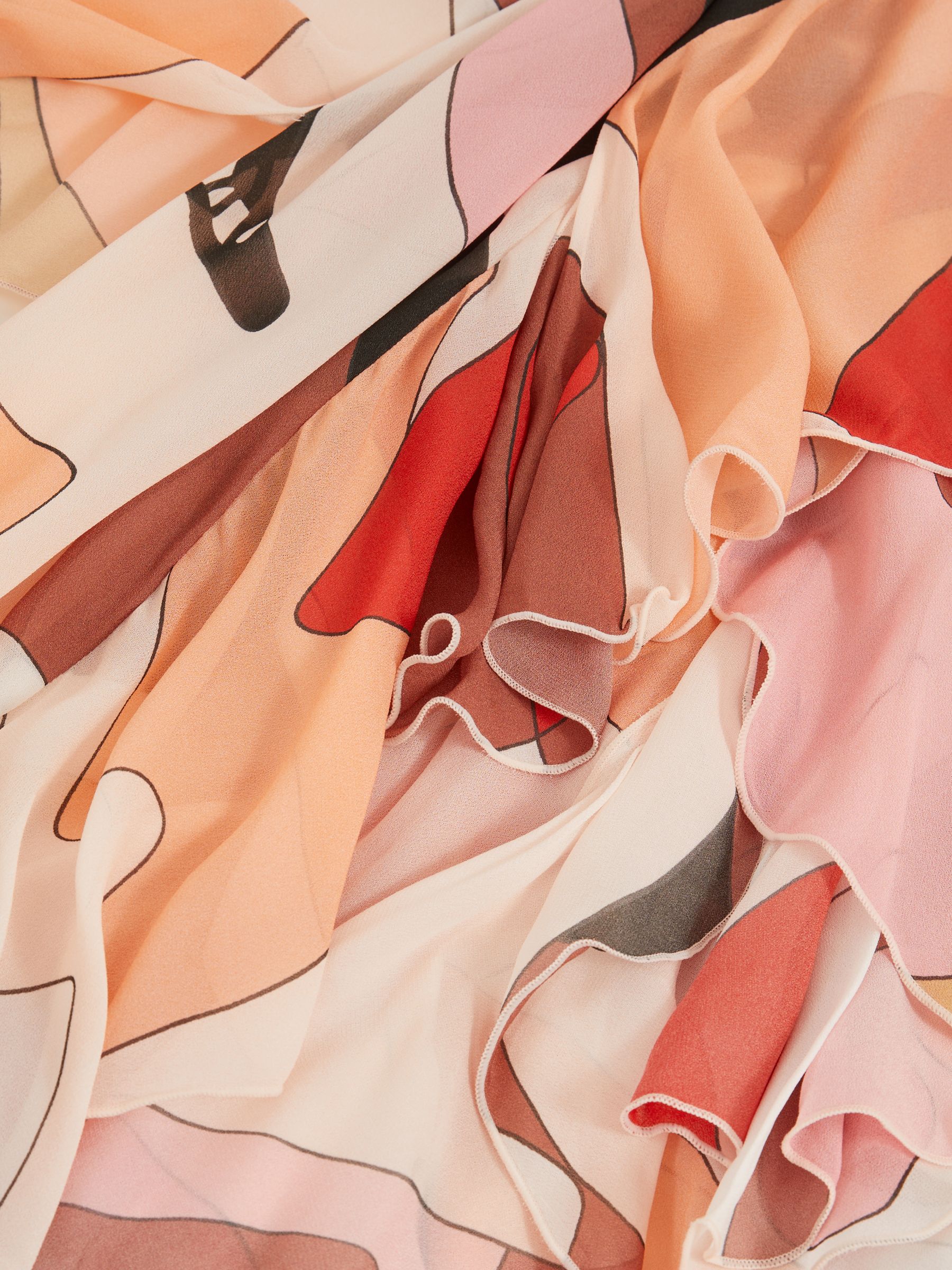 Printed Ruffle Trim Maxi Dress in Cream/Red - Image 5 of 5