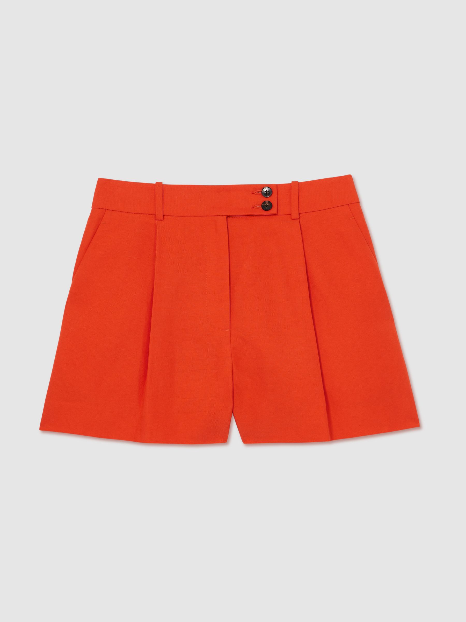 Tailored Shorts With Linen in Orange - Image 2 of 7