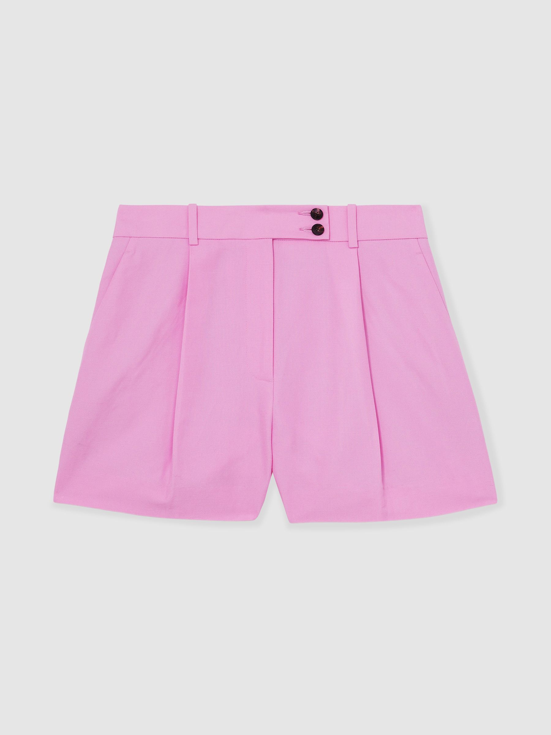 Tailored Shorts With Linen in Pink - Image 2 of 6