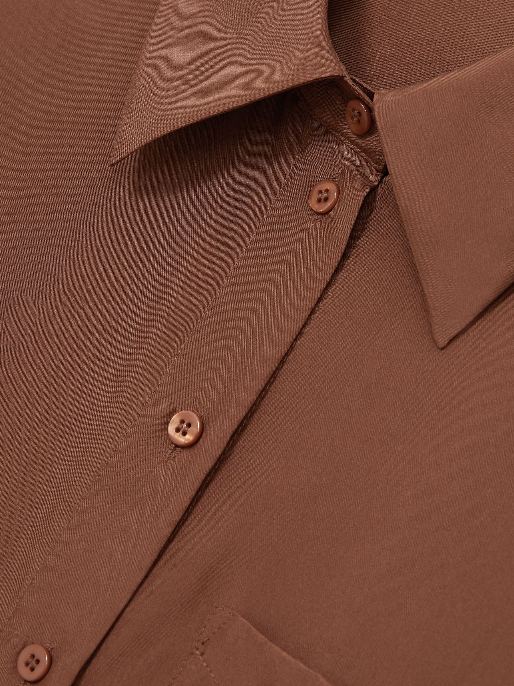 Silk Button Sleeve Shirt in Brown - image 3