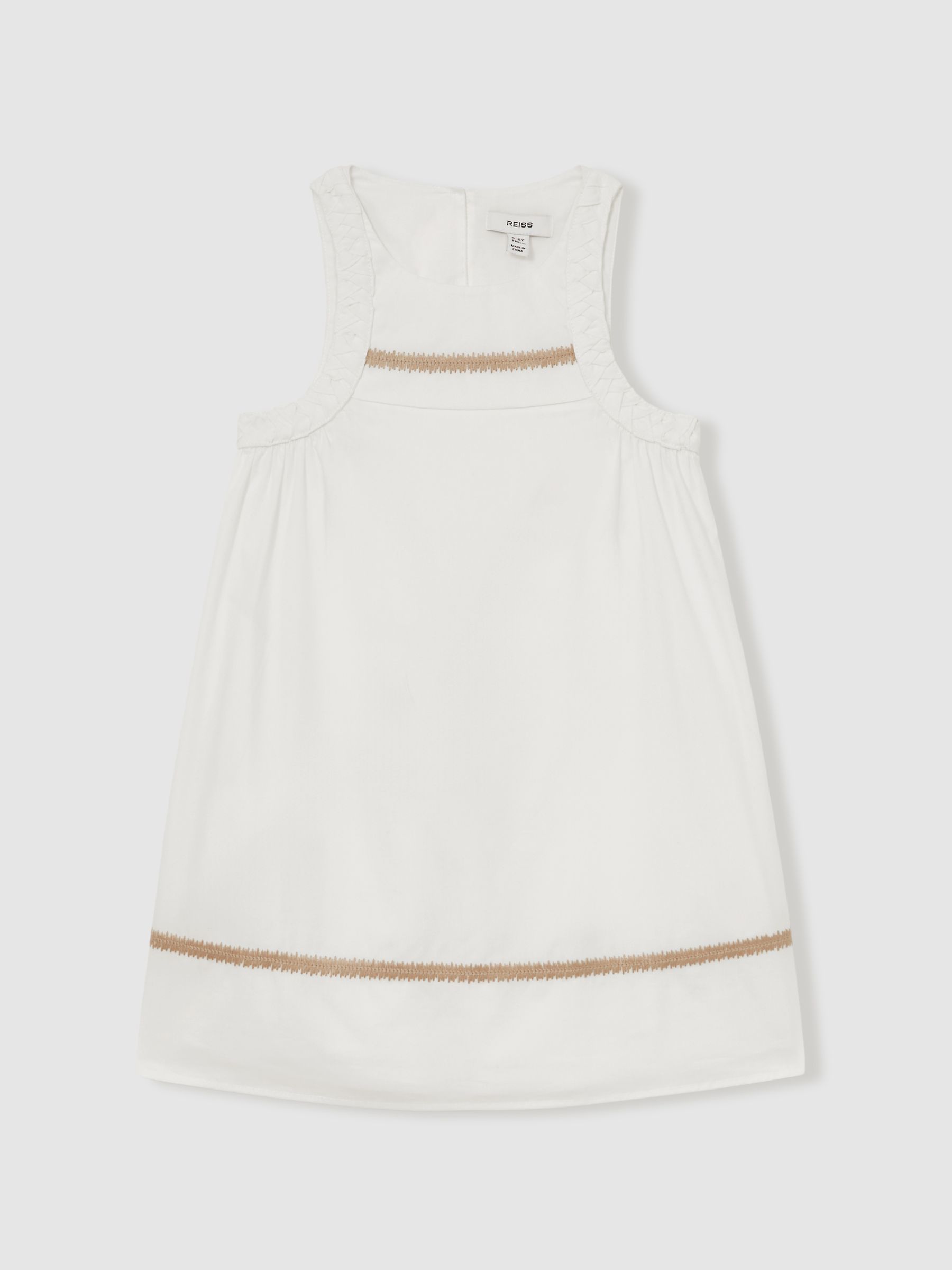 Plaited Trim Sleeveless Dress in Ivory - Image 4 of 4
