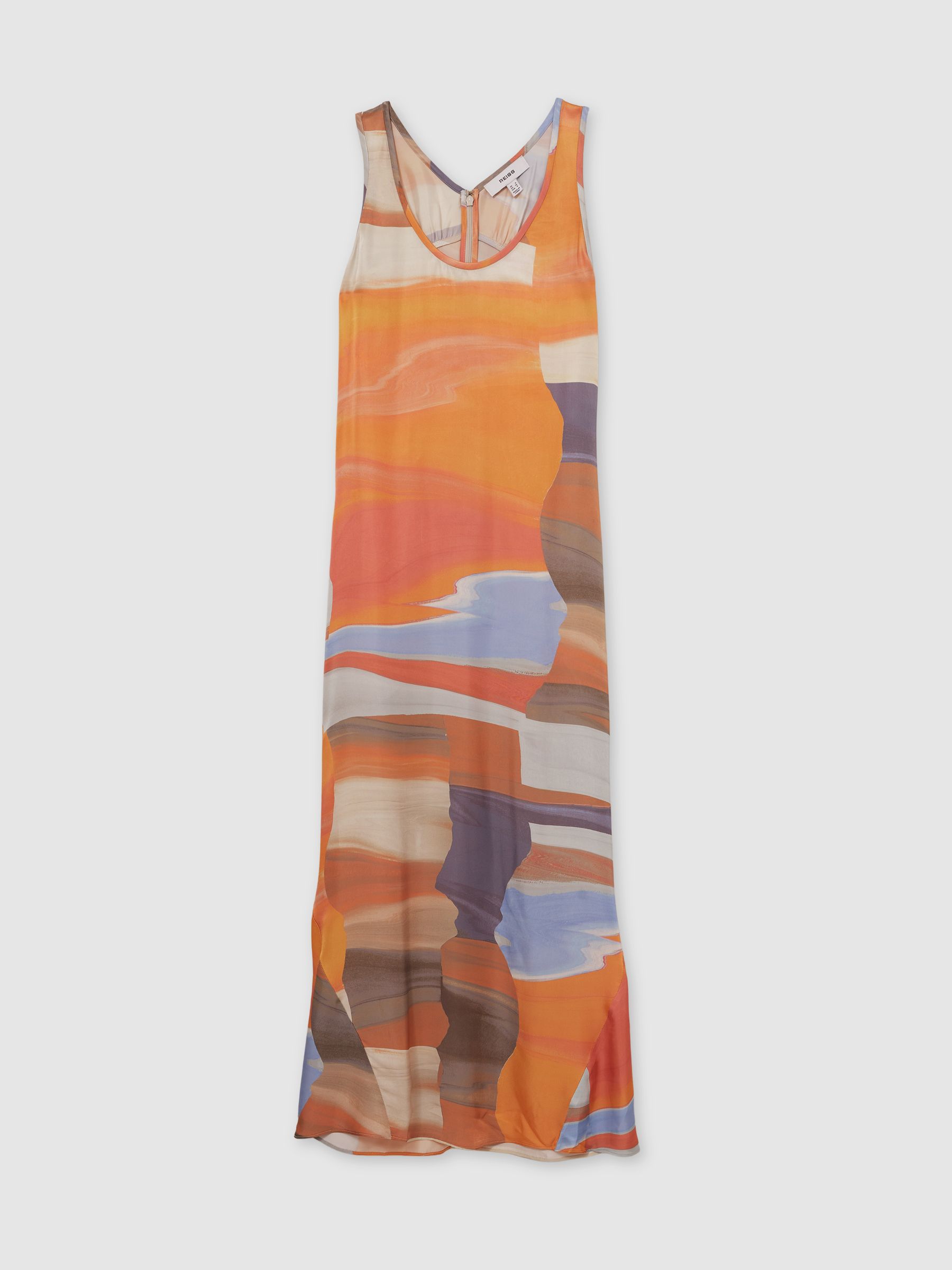 Sunset Print Sleeveless Slip Dress in Coral - Image 2 of 7