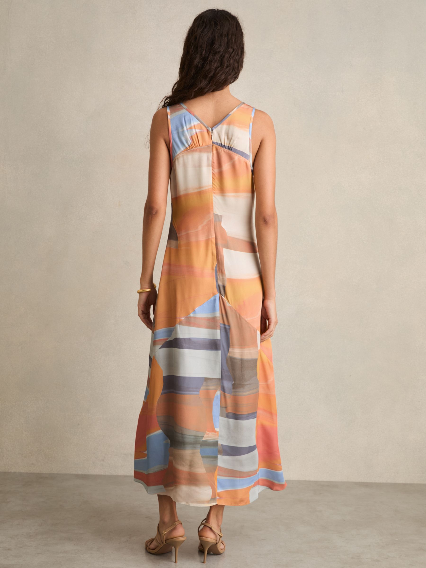 Sunset Print Sleeveless Slip Dress in Coral - Image 5 of 7