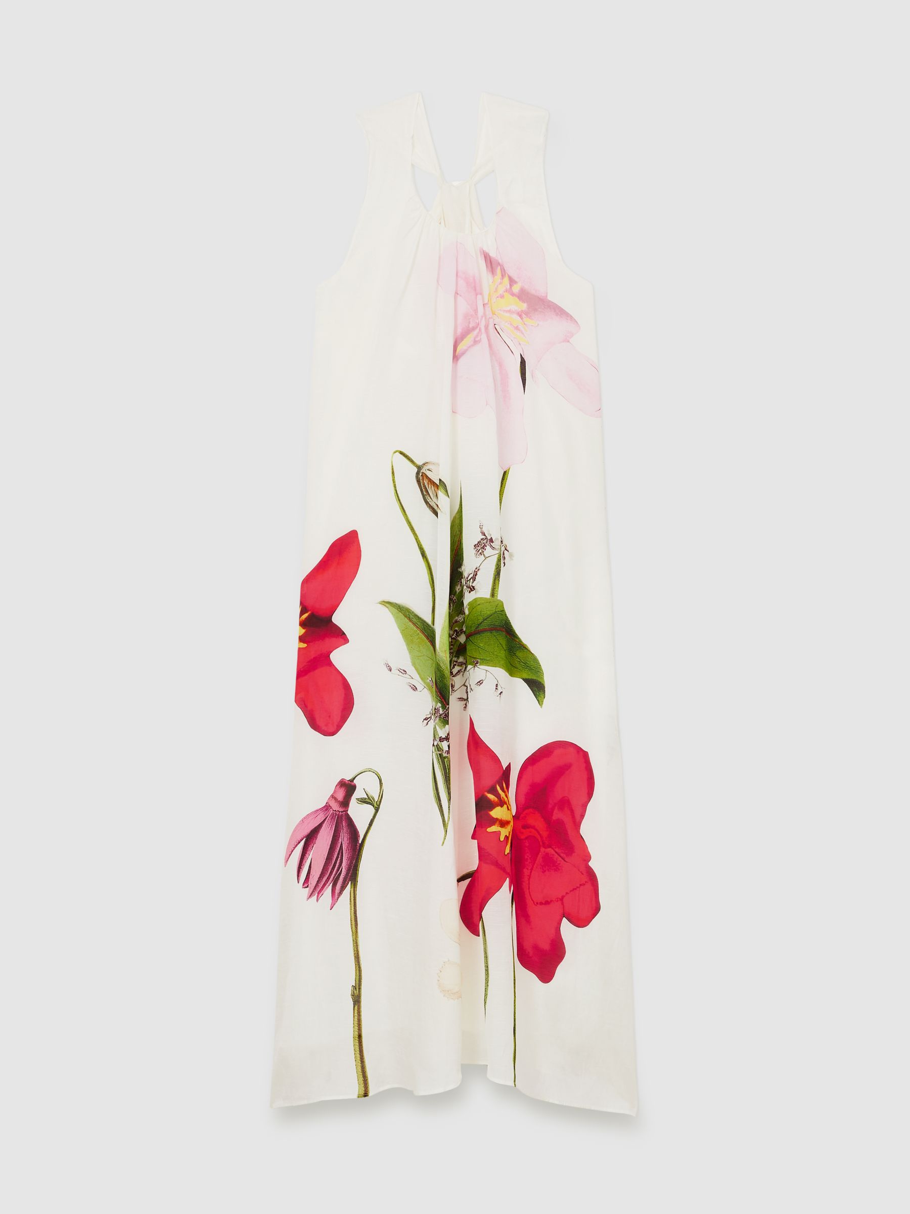 NYBG Floral Print Maxi Dress With Linen in Ivory - Image 2 of 4