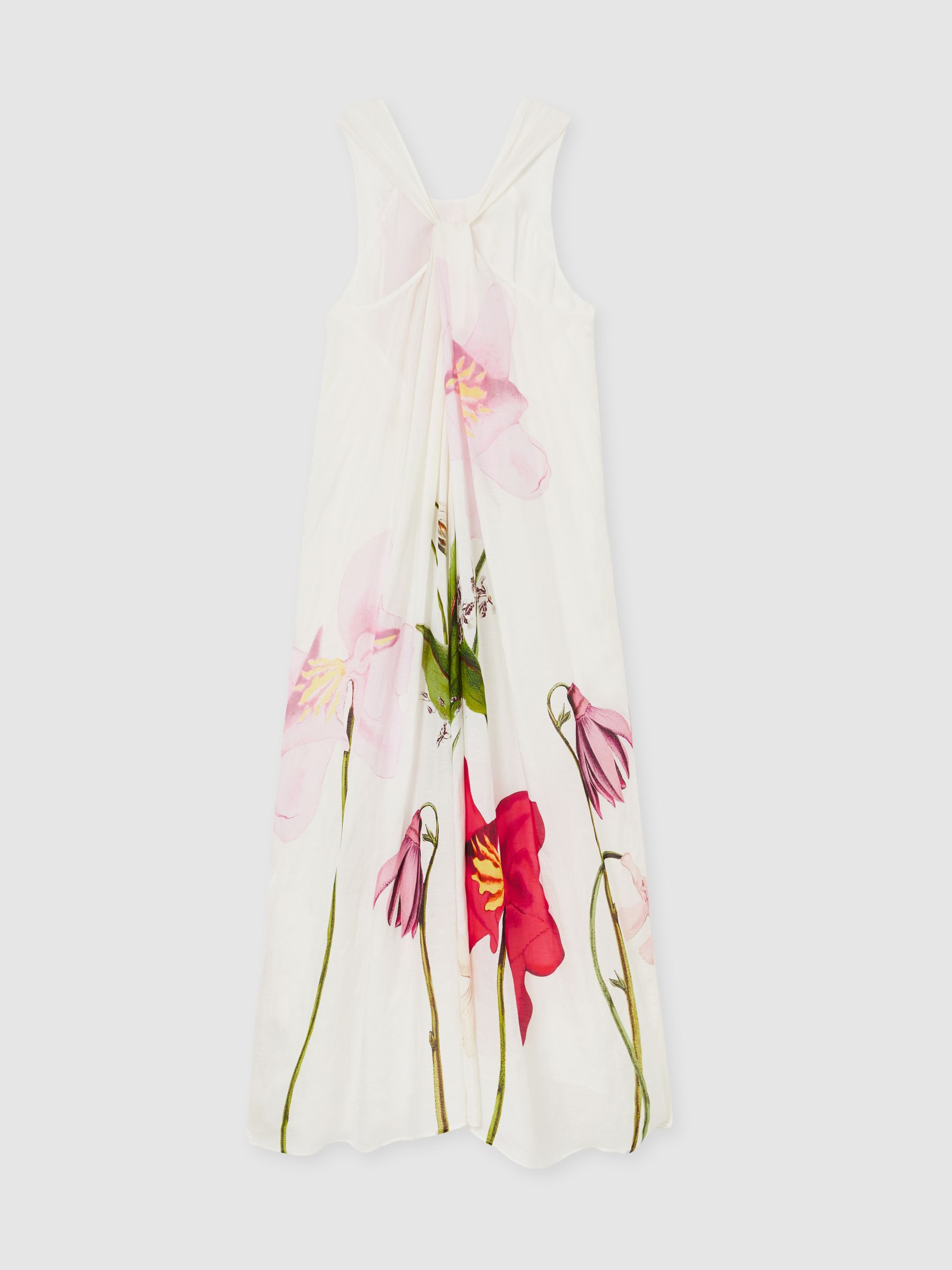 NYBG Floral Print Maxi Dress With Linen in Ivory - image 4