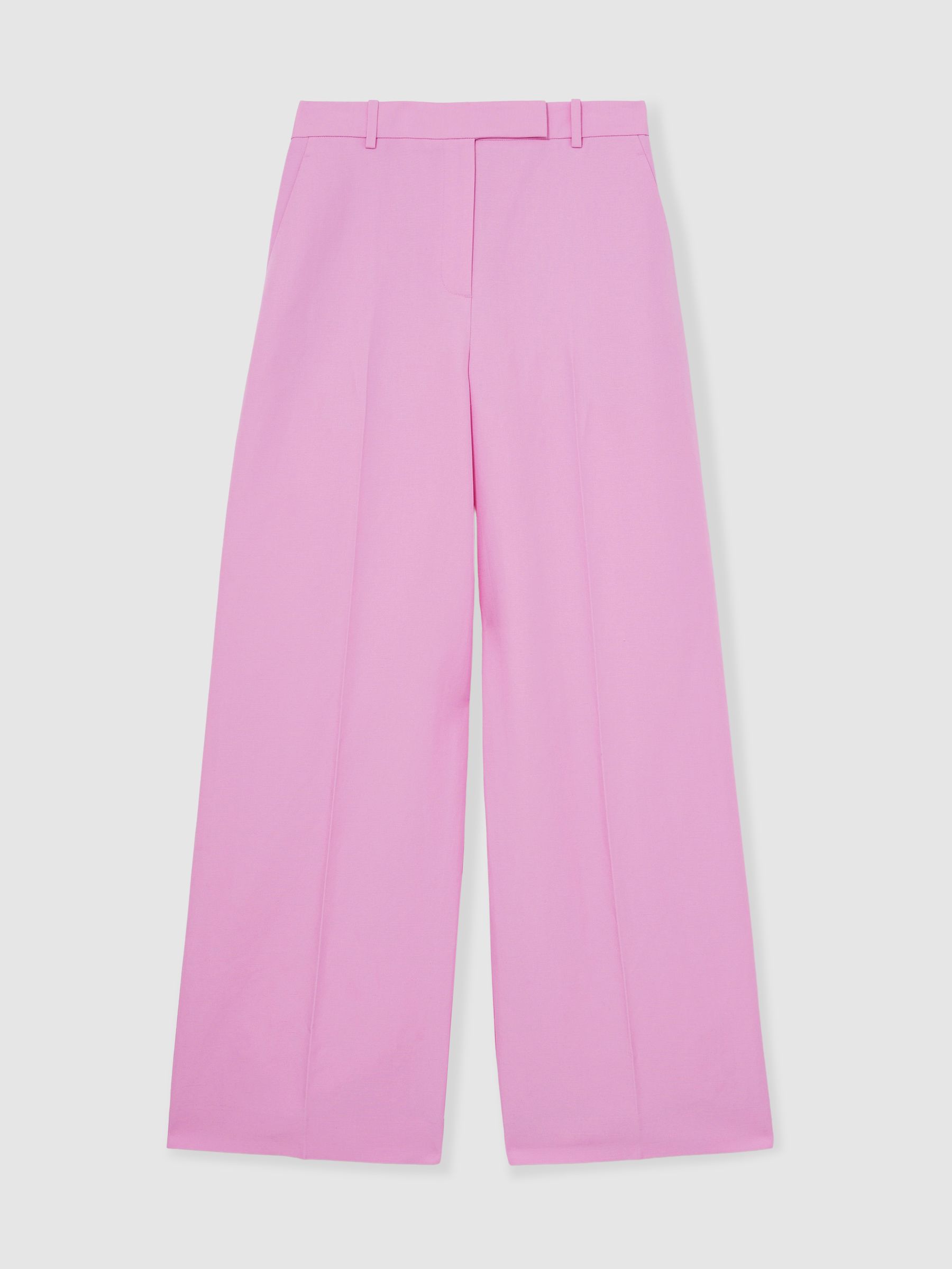 Petite Wide-Leg Trousers With Linen in Pink - Image 2 of 7