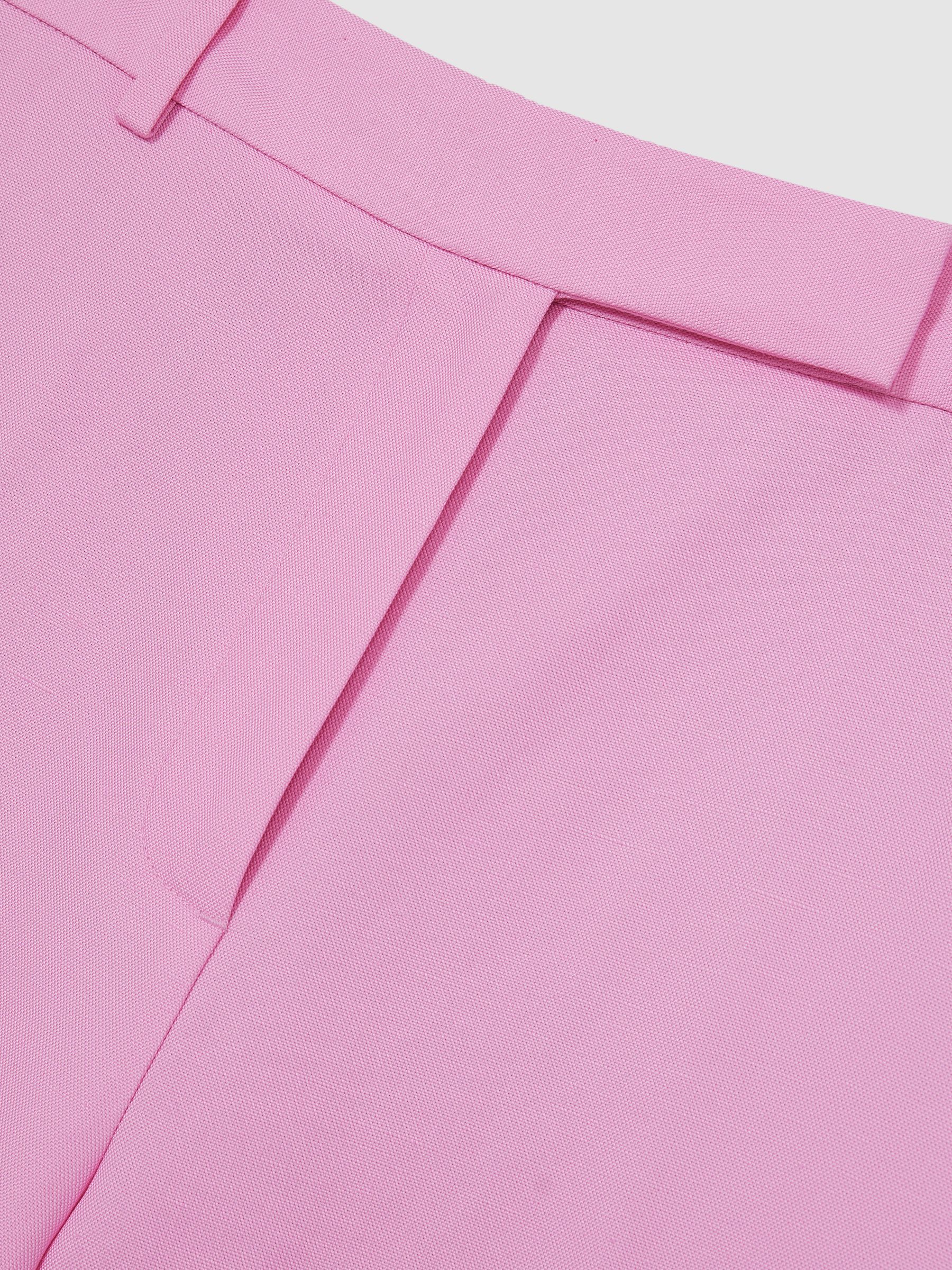 Petite Wide-Leg Trousers With Linen in Pink - Image 6 of 7