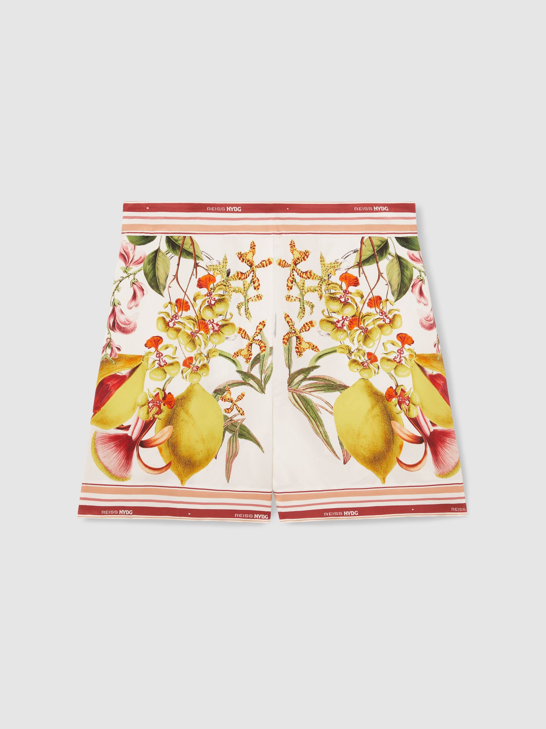 Reiss | NYBG Satin Floral-Print Shorts in Ivory - Image 2 of 5