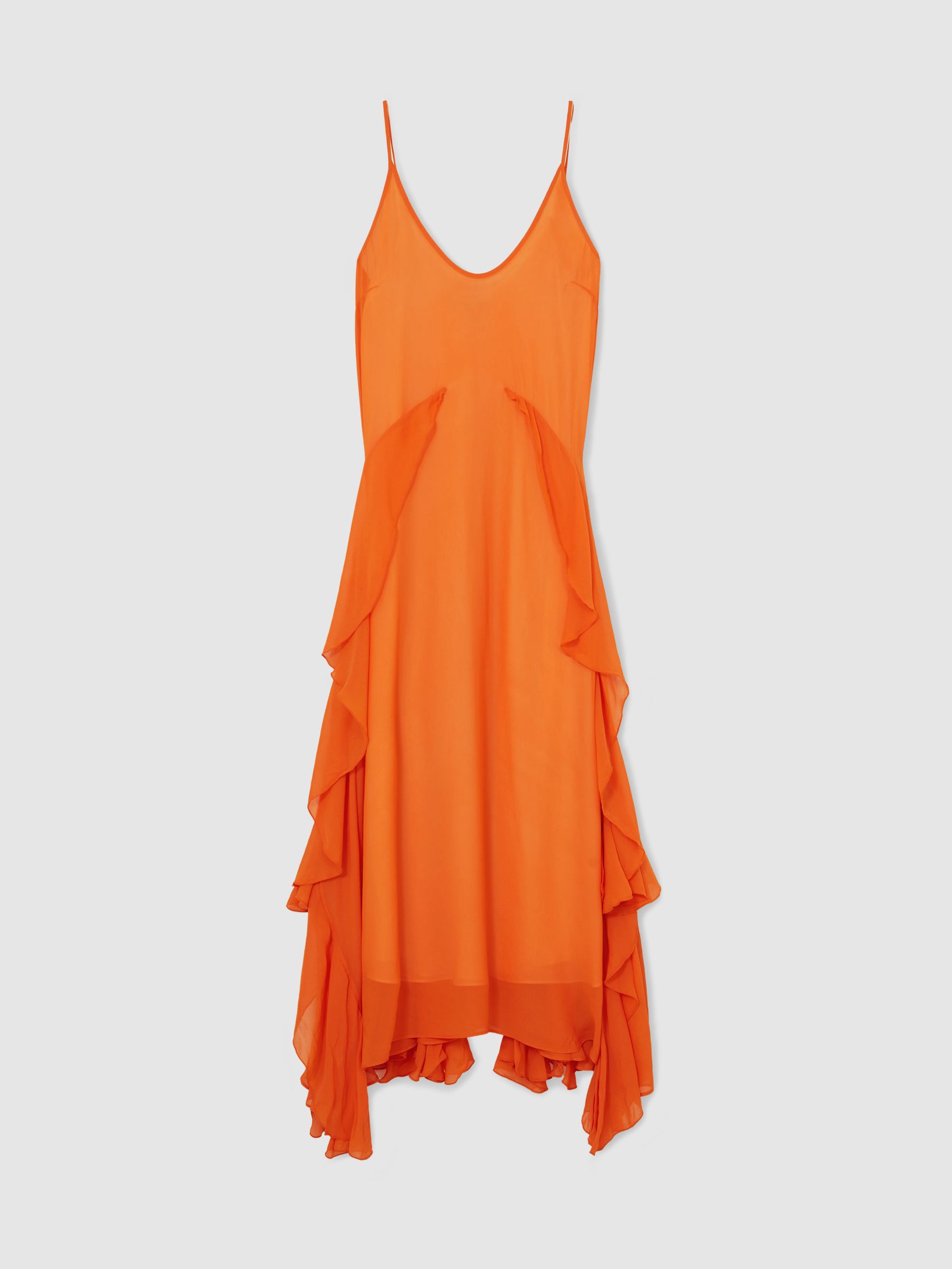 Ruffle Detail Maxi Dress in Orange - Image 2 of 6