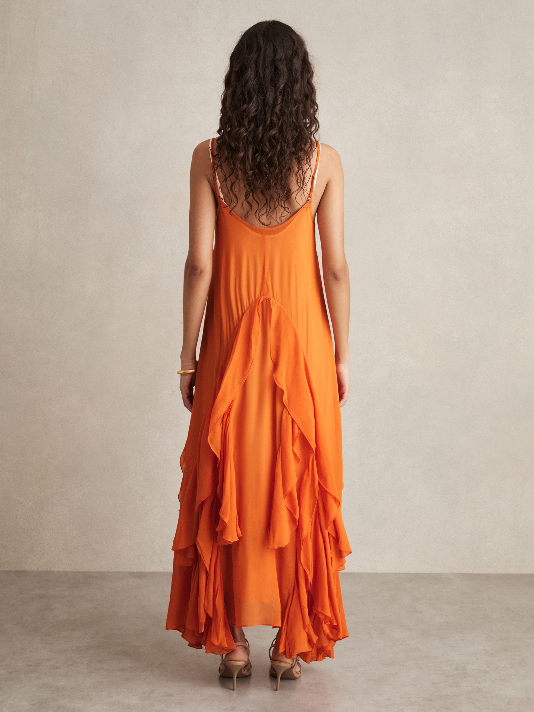 Ruffle Detail Maxi Dress in Orange - Image 5 of 6