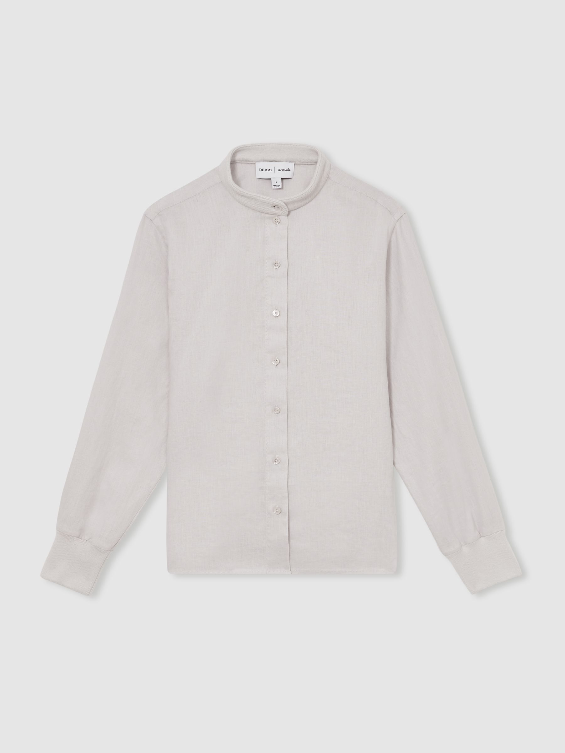 Reiss | Les 100 Ciels Linen Shirt in Soft Grey - Image 2 of 5