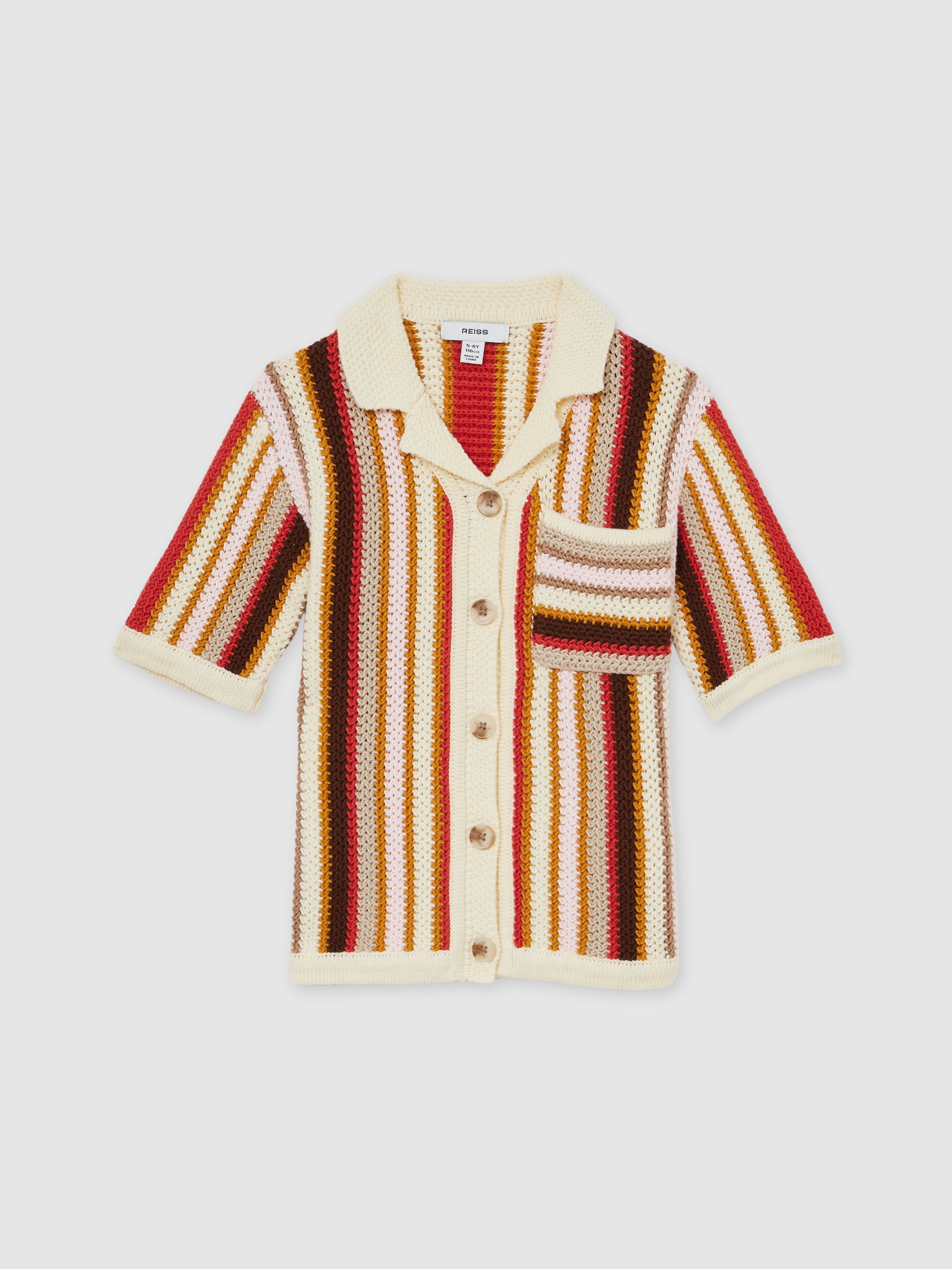 Cotton Striped Crochet Shirt in Multi - Image 2 of 5