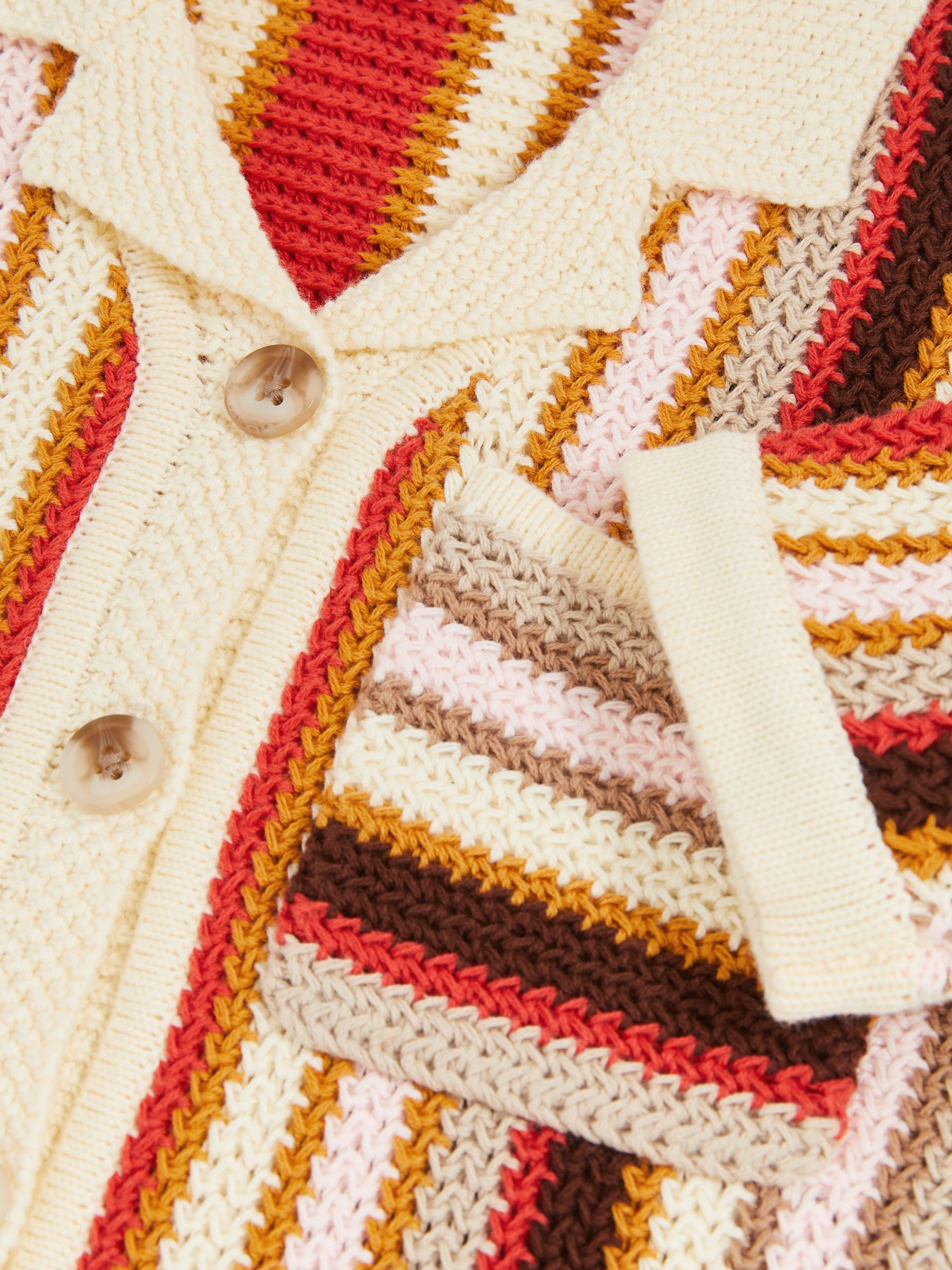 Cotton Striped Crochet Shirt in Multi - Image 5 of 5