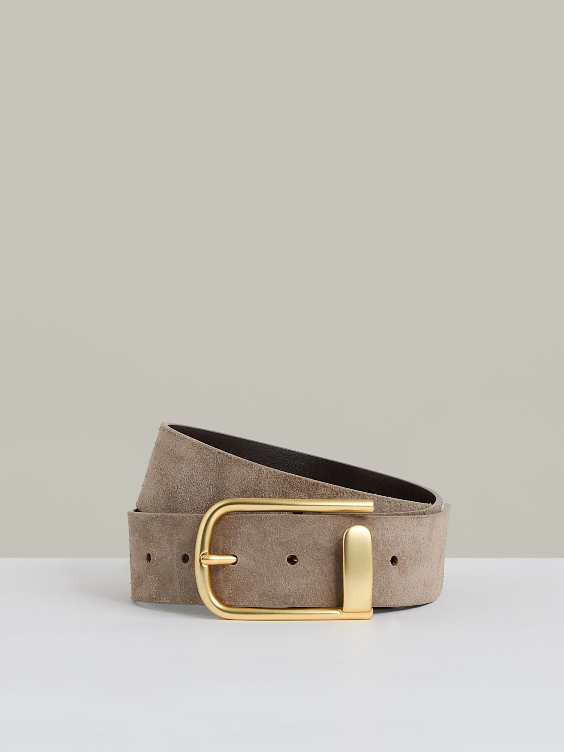 Leather Half Keeper Belt in Grey - Image 1 of 4
