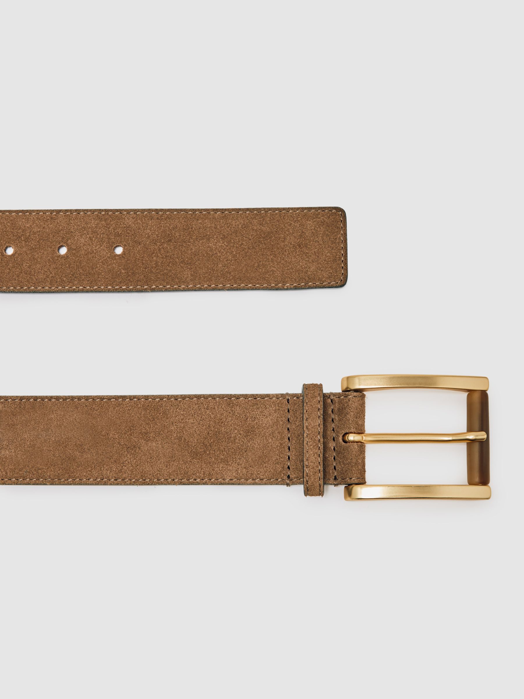 Suede Square Roller Buckle Belt in Tan - image 2
