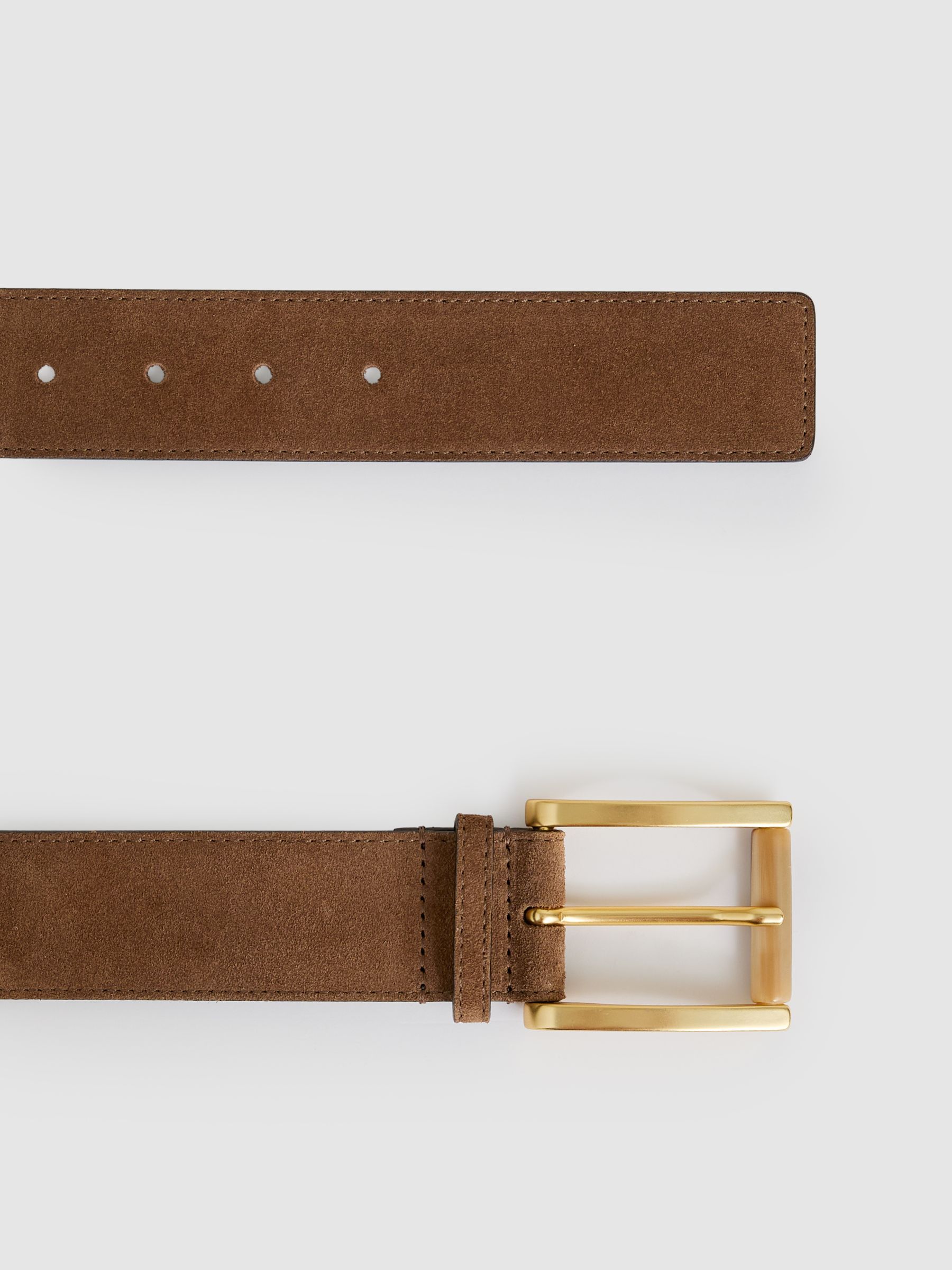Suede Square Roller Buckle Belt in Tan - Image 3 of 4