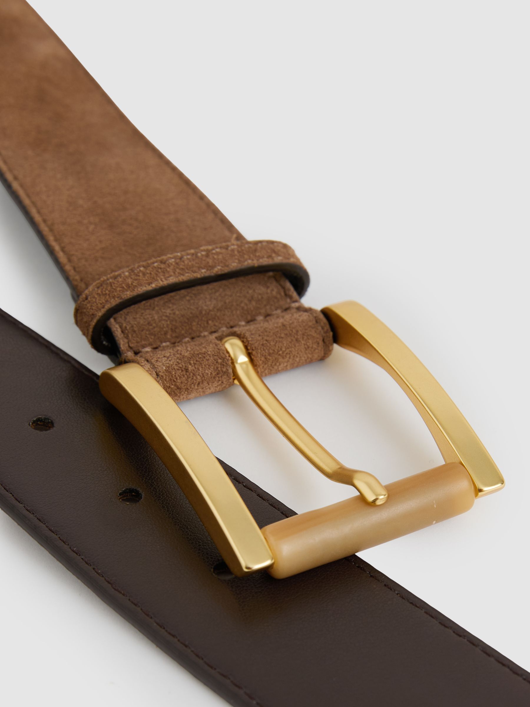 Suede Square Roller Buckle Belt in Tan - Image 4 of 4