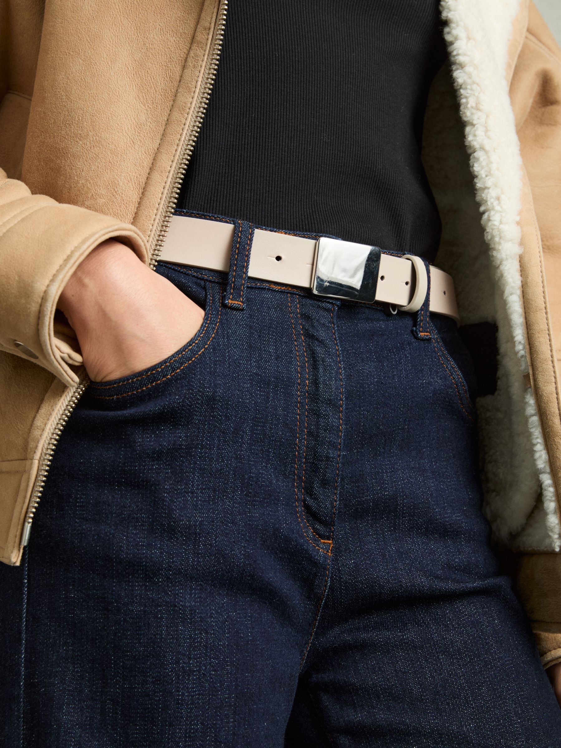 Square-Buckle Belt in Stone - Image 2 of 4