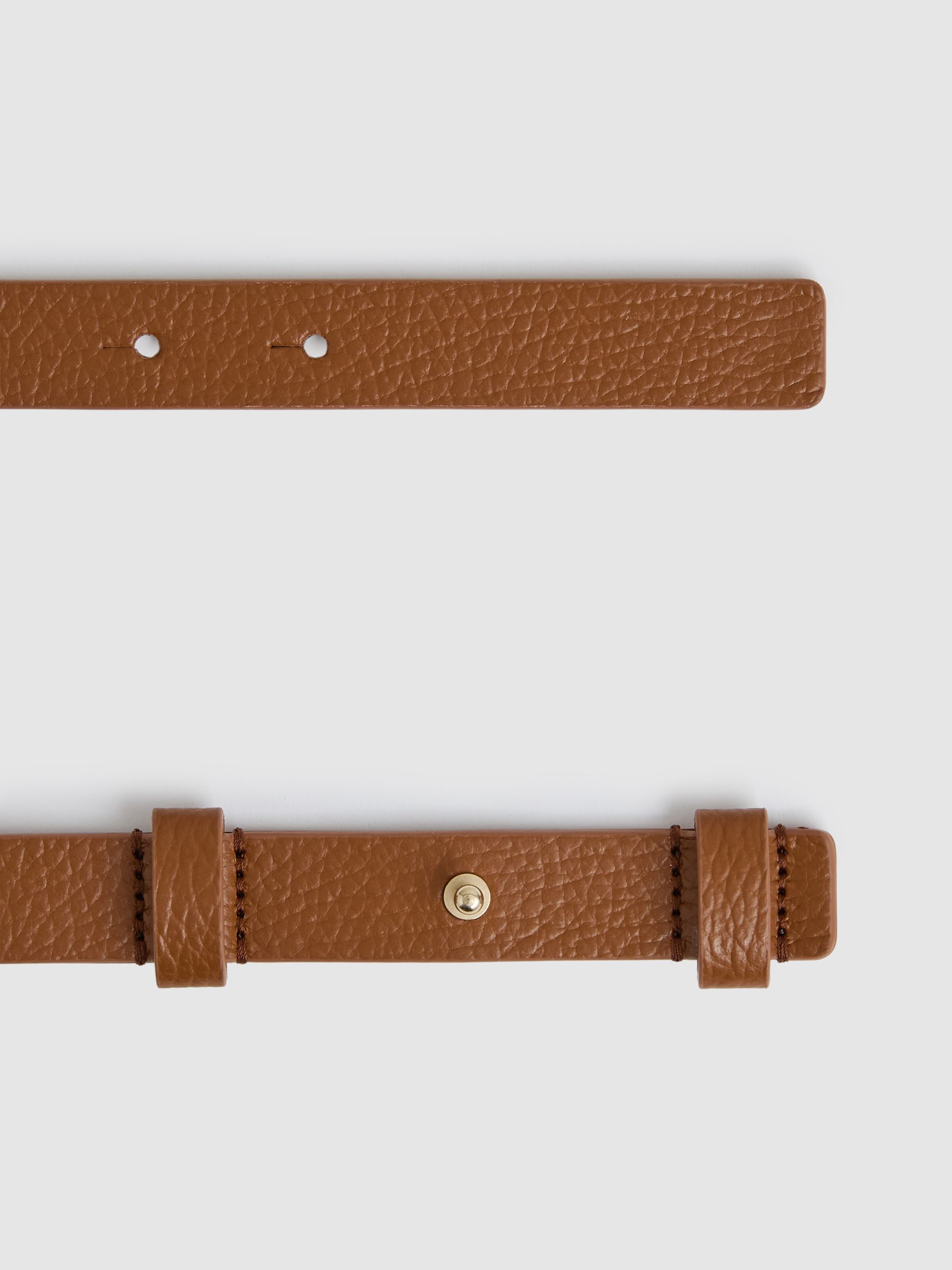 Leather Sculpted-Hardware Belt in Tan - Image 3 of 4