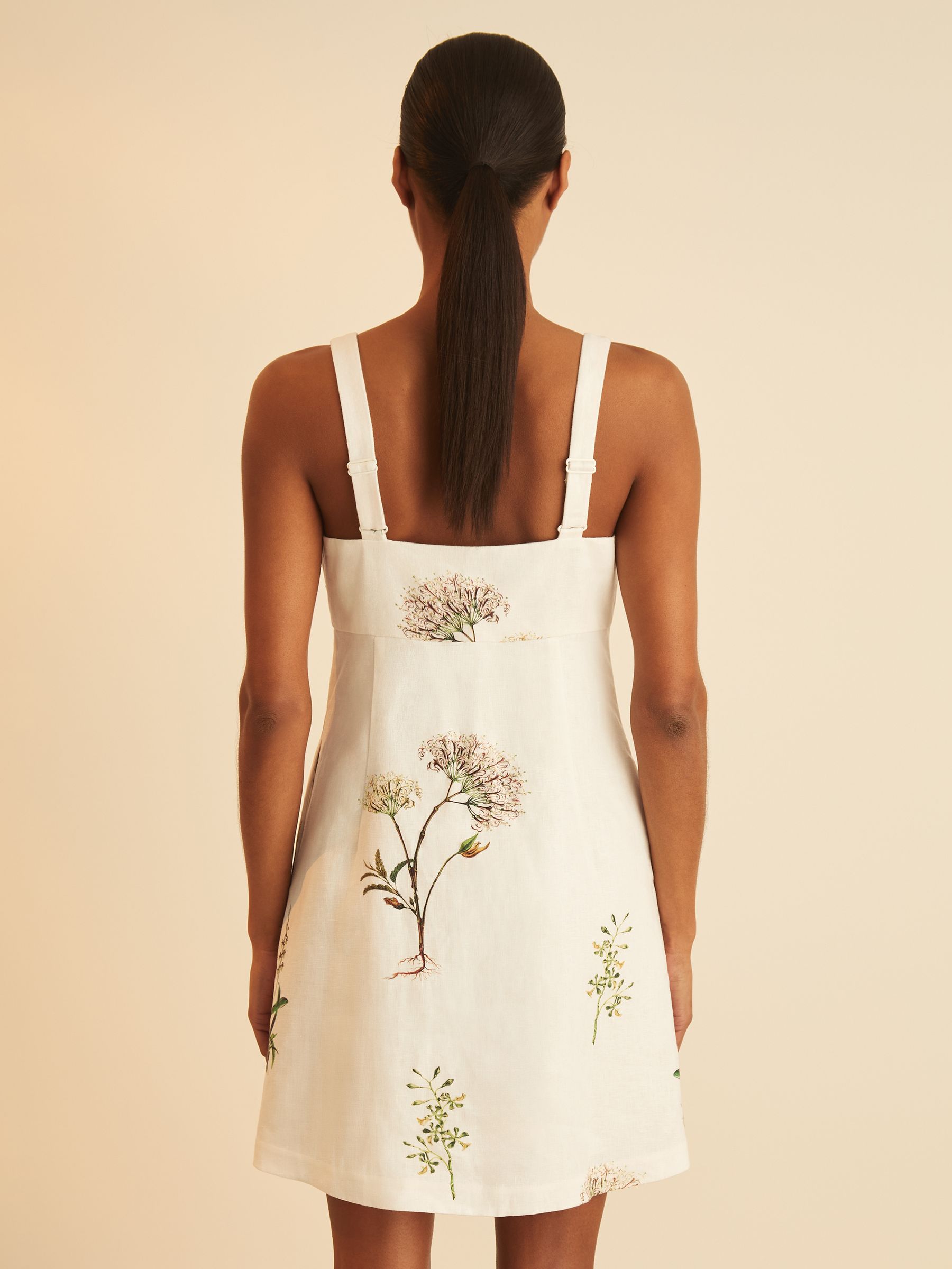 Reiss | NYBG Linen Floral Mini Dress in Ivory - Image 5 of 6