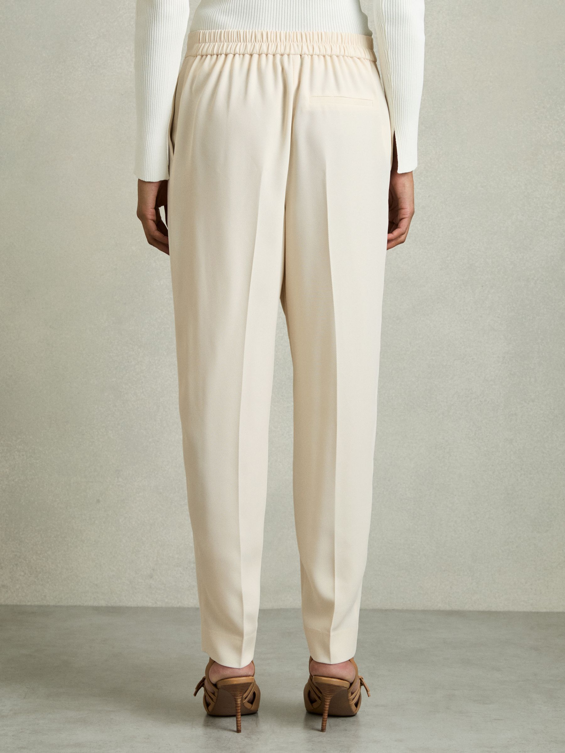 Tapered Elasticated-Waist Trousers in Cream - Image 5 of 6