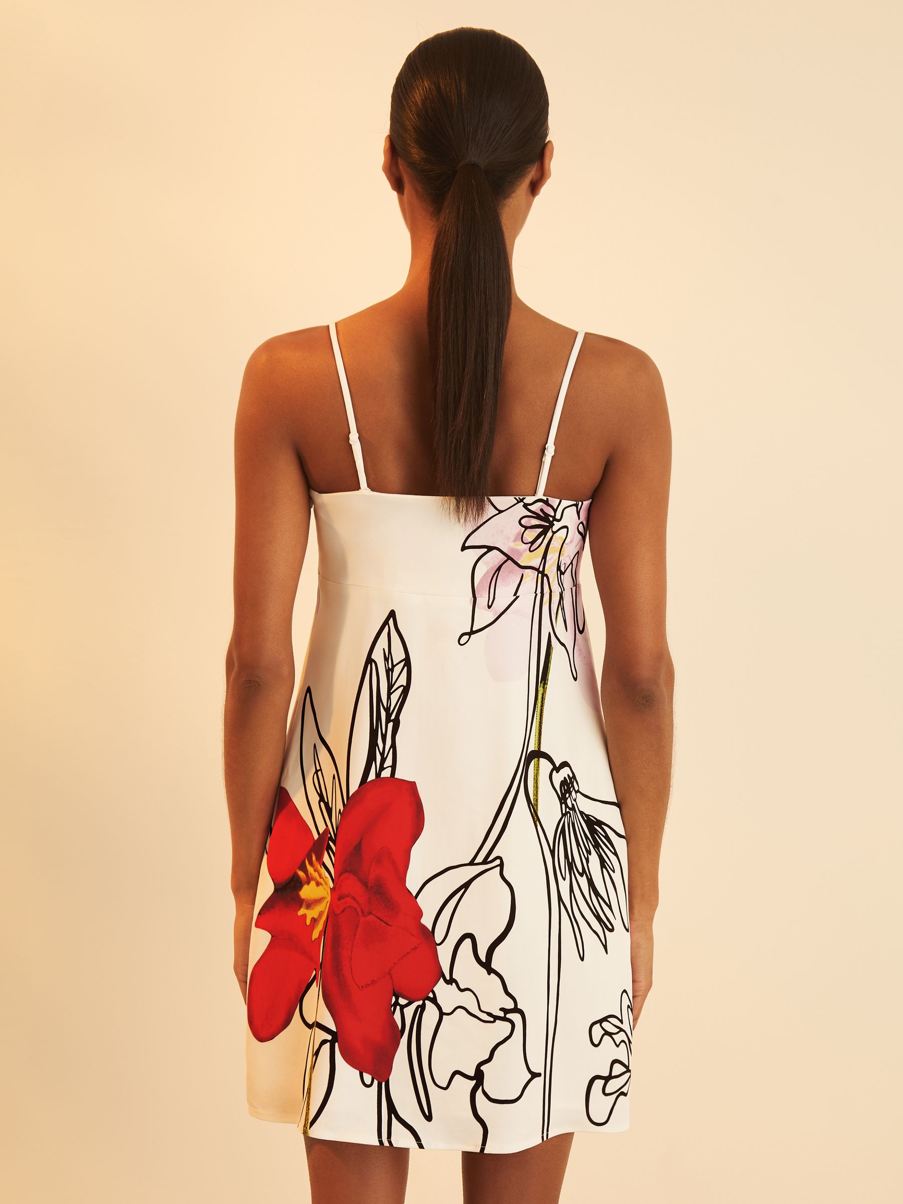 Reiss | NYBG Floral-Print Mini Dress in Ivory - Image 4 of 5