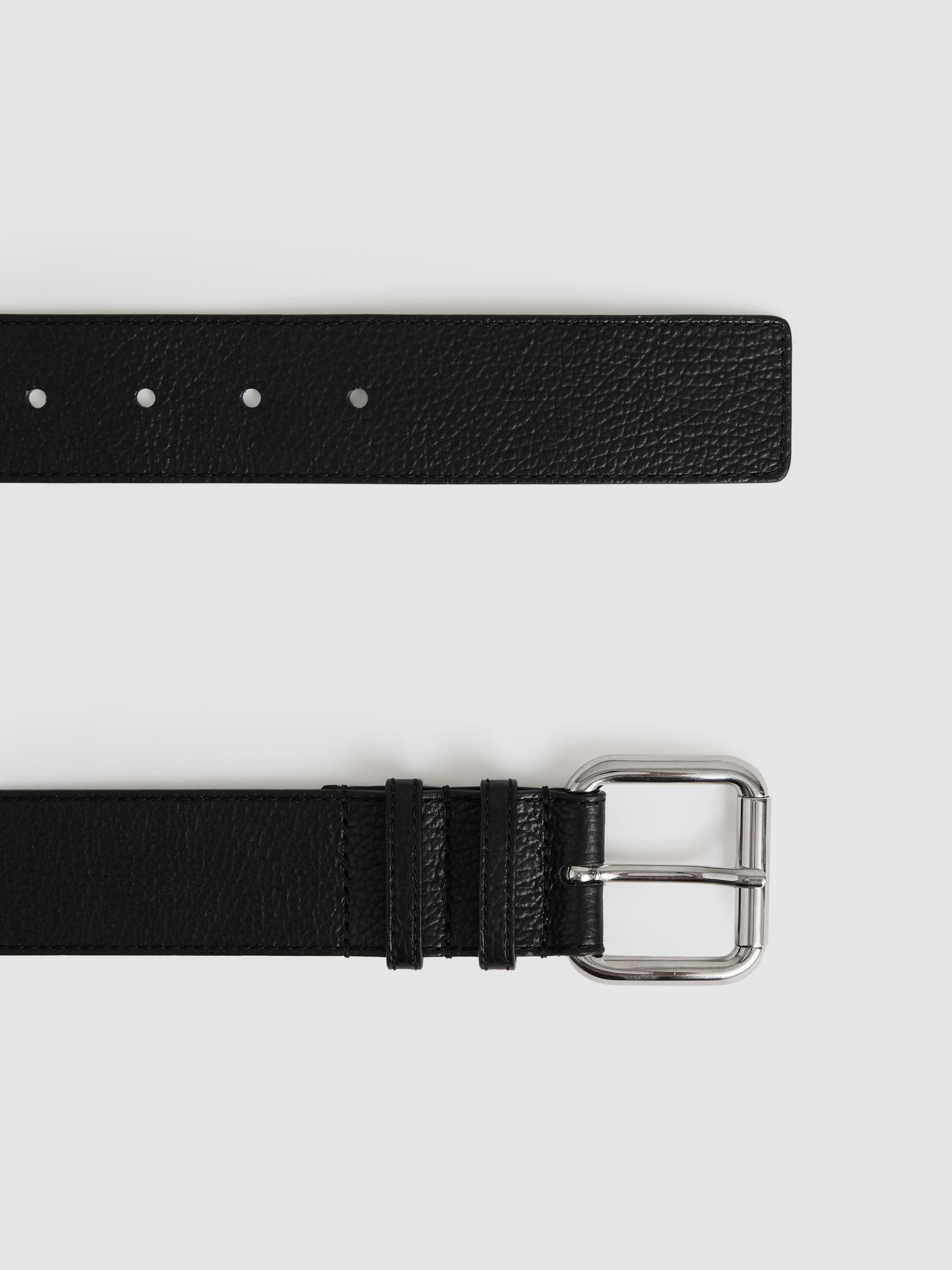 Leather Square Roller Buckle Belt in Black - image 2