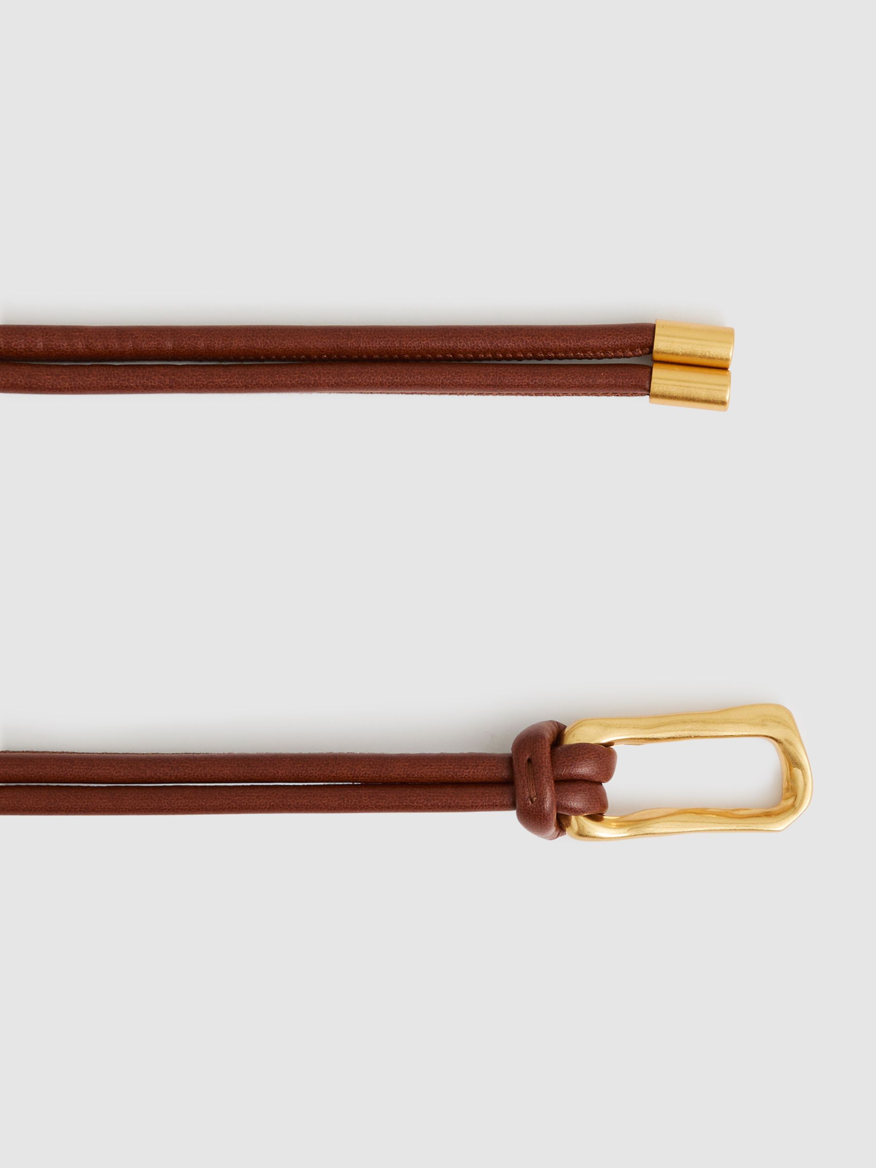 Sculpted Buckle Tubular Tie Belt in Tan - Image 3 of 4