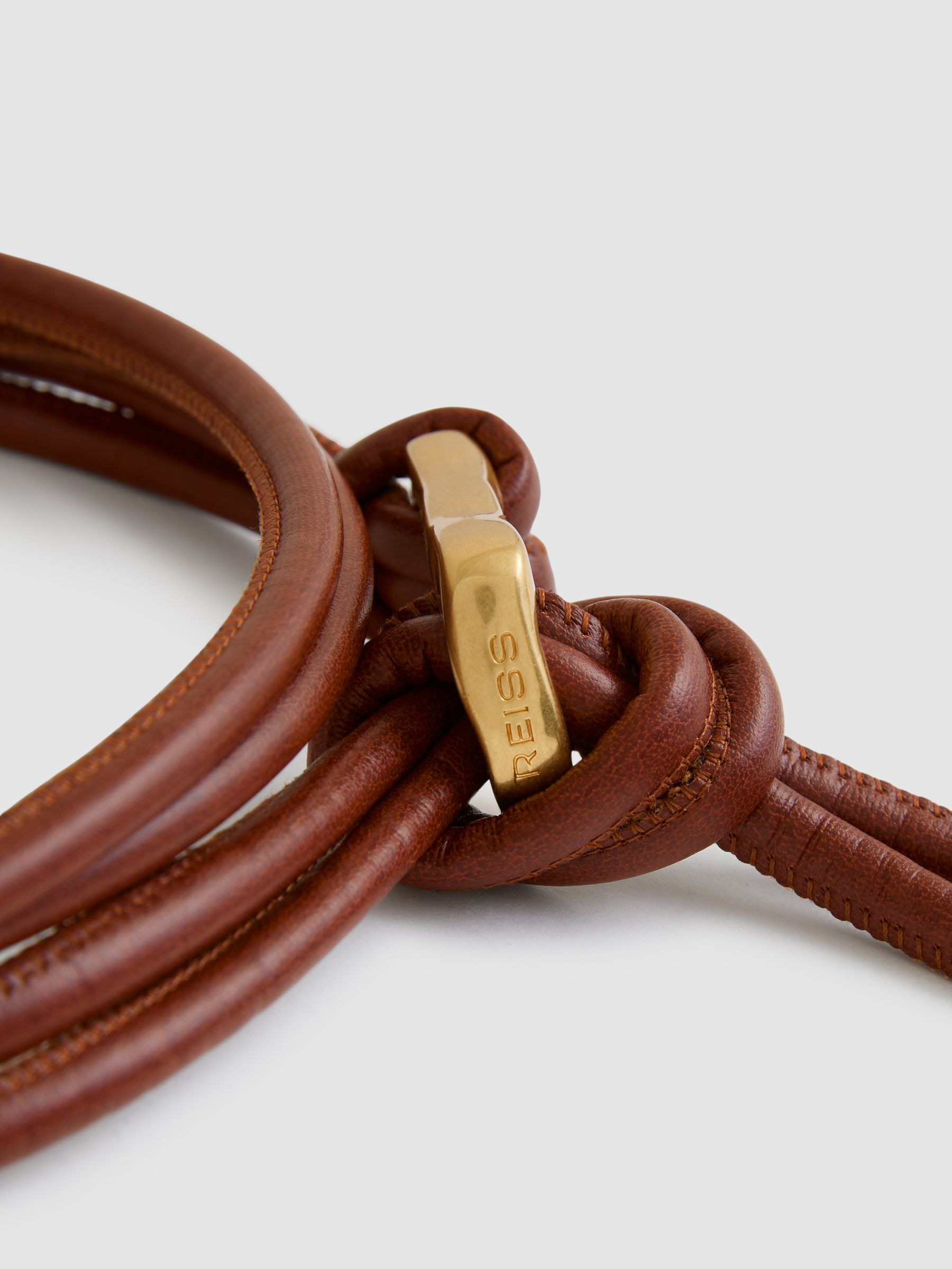Sculpted Buckle Tubular Tie Belt in Tan - Image 4 of 4