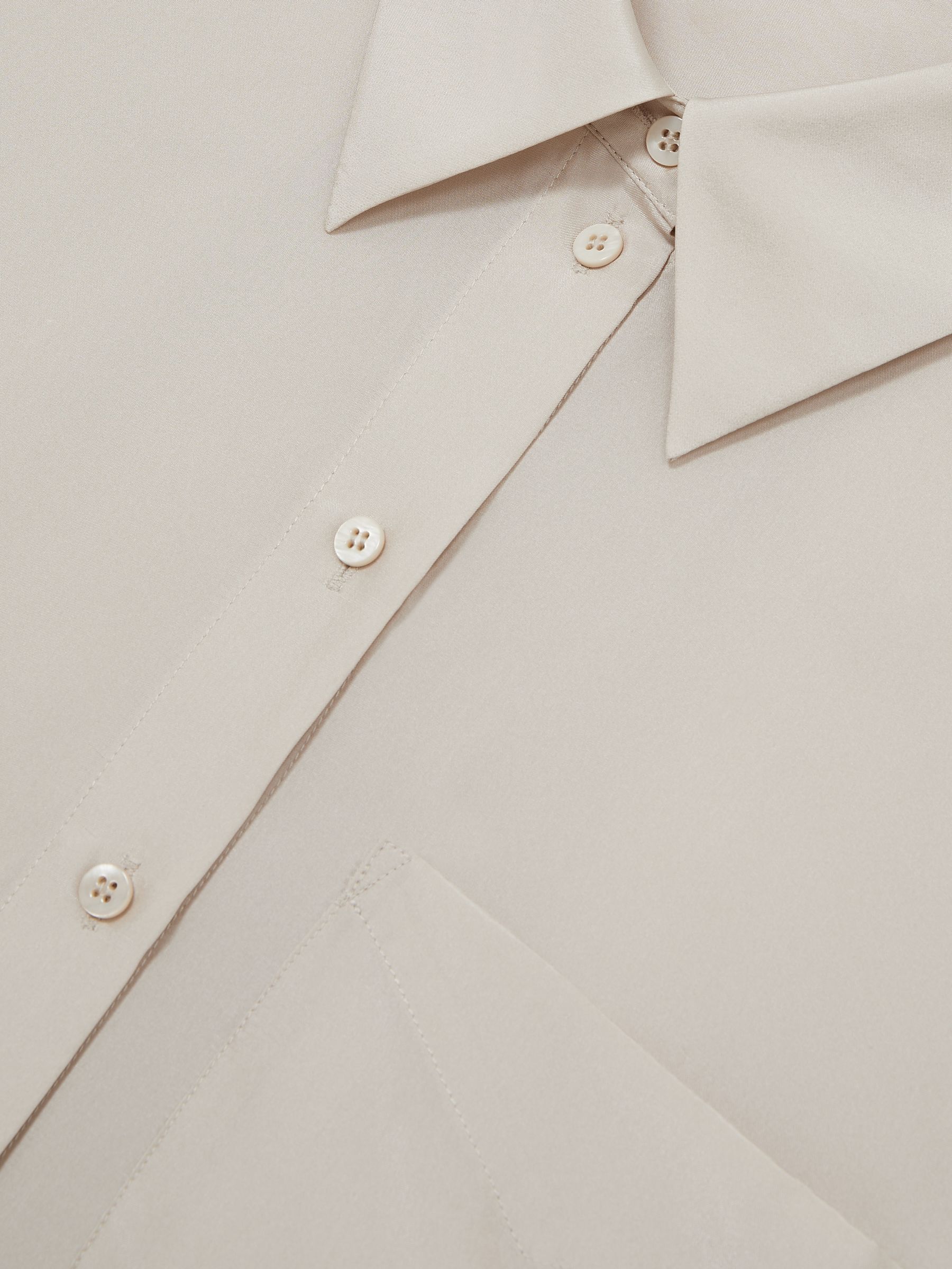 Silk Button Sleeve Shirt in Stone - Image 7 of 7