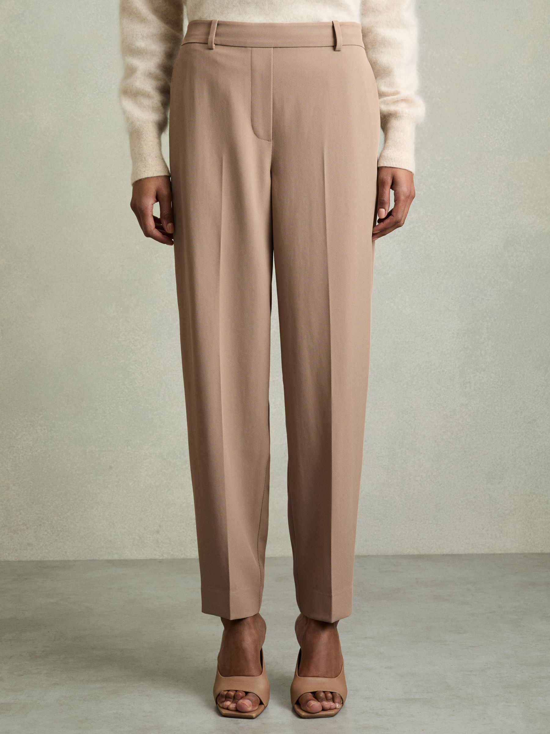 Tapered Elasticated-Waist Trousers in Mink Neutral - image 3