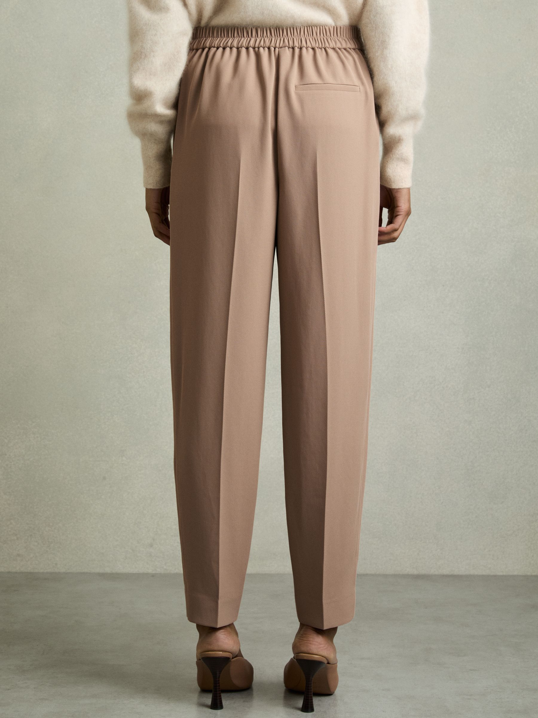 Tapered Elasticated-Waist Trousers in Mink Neutral - image 5