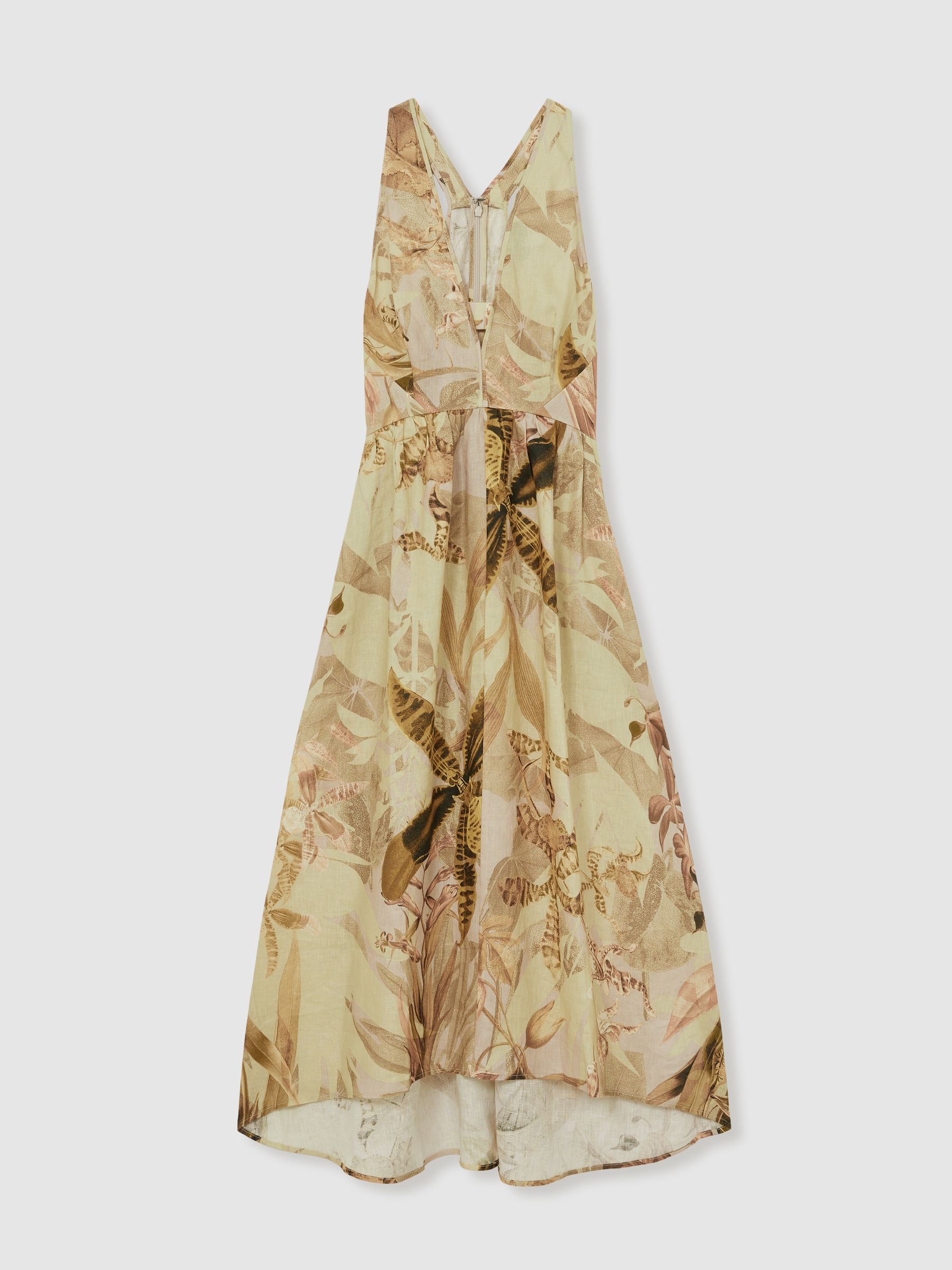 Reiss | NYBG Linen Floral Midi Dress in Neutral - Image 2 of 6