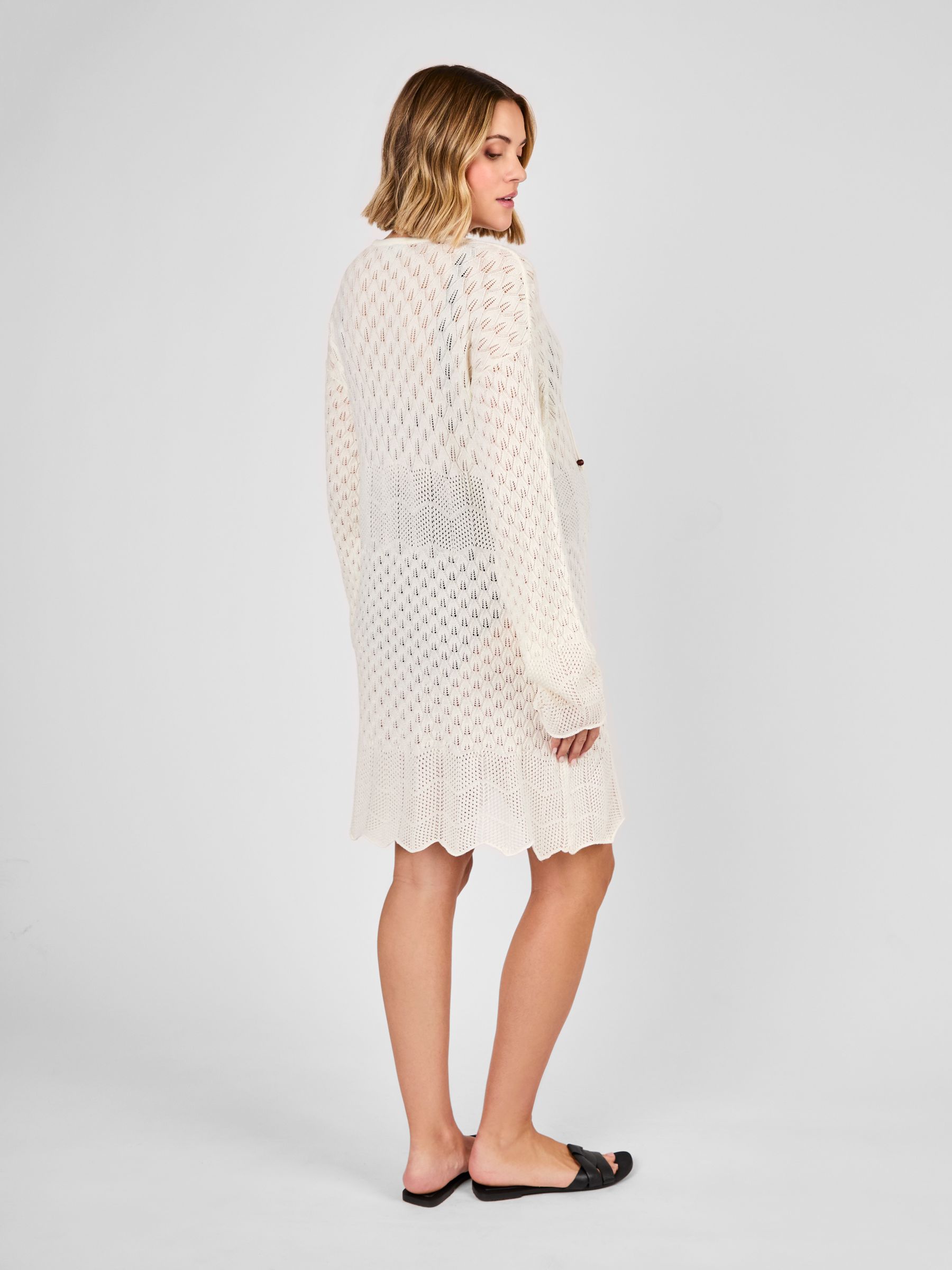 White Maternity Lace Knit Kaftan Dress - Image 3 of 5