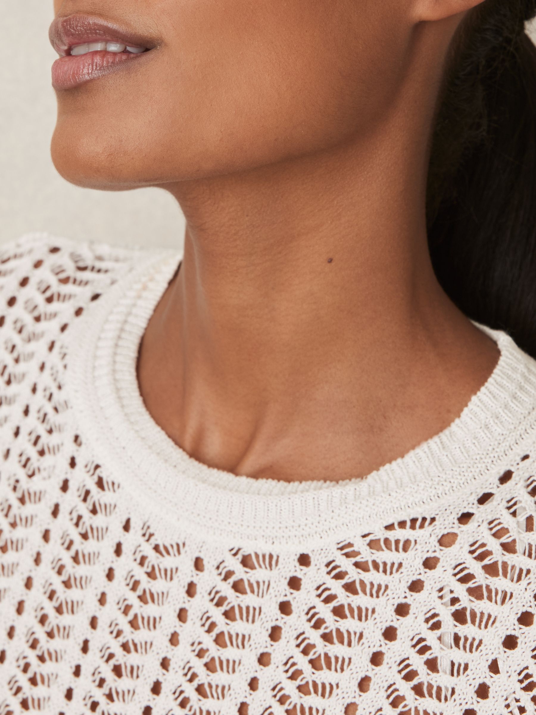 Open-Knit Crew-Neck Jumper in White - Image 4 of 7
