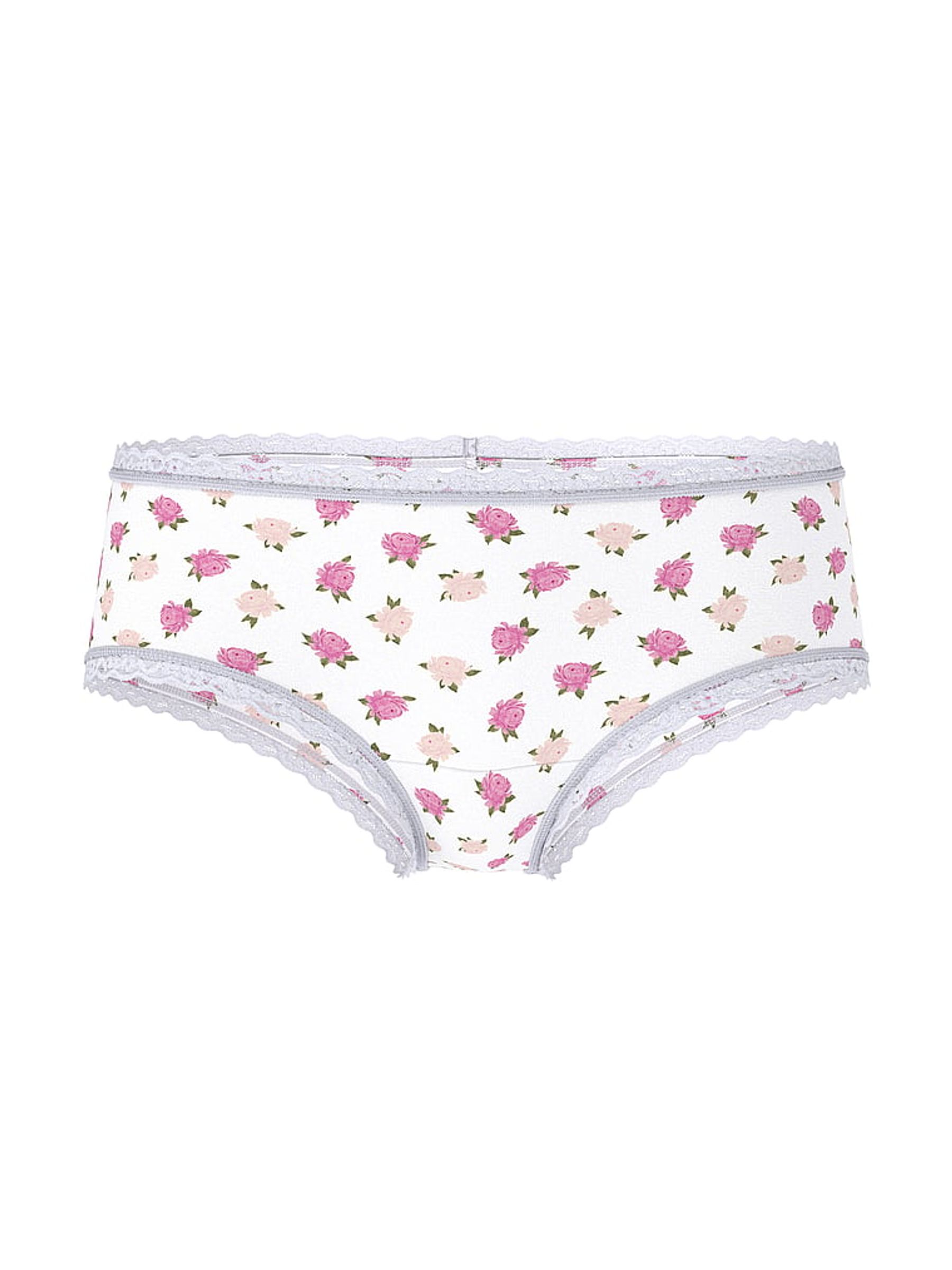 White Soft Peonies Cheeky Cotton Lace Waist Knickers - Image 3 of 3